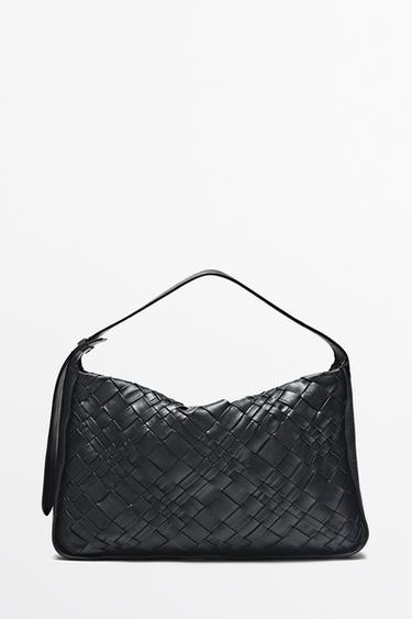 Medium braided Nappa leather bag — BLACK 1