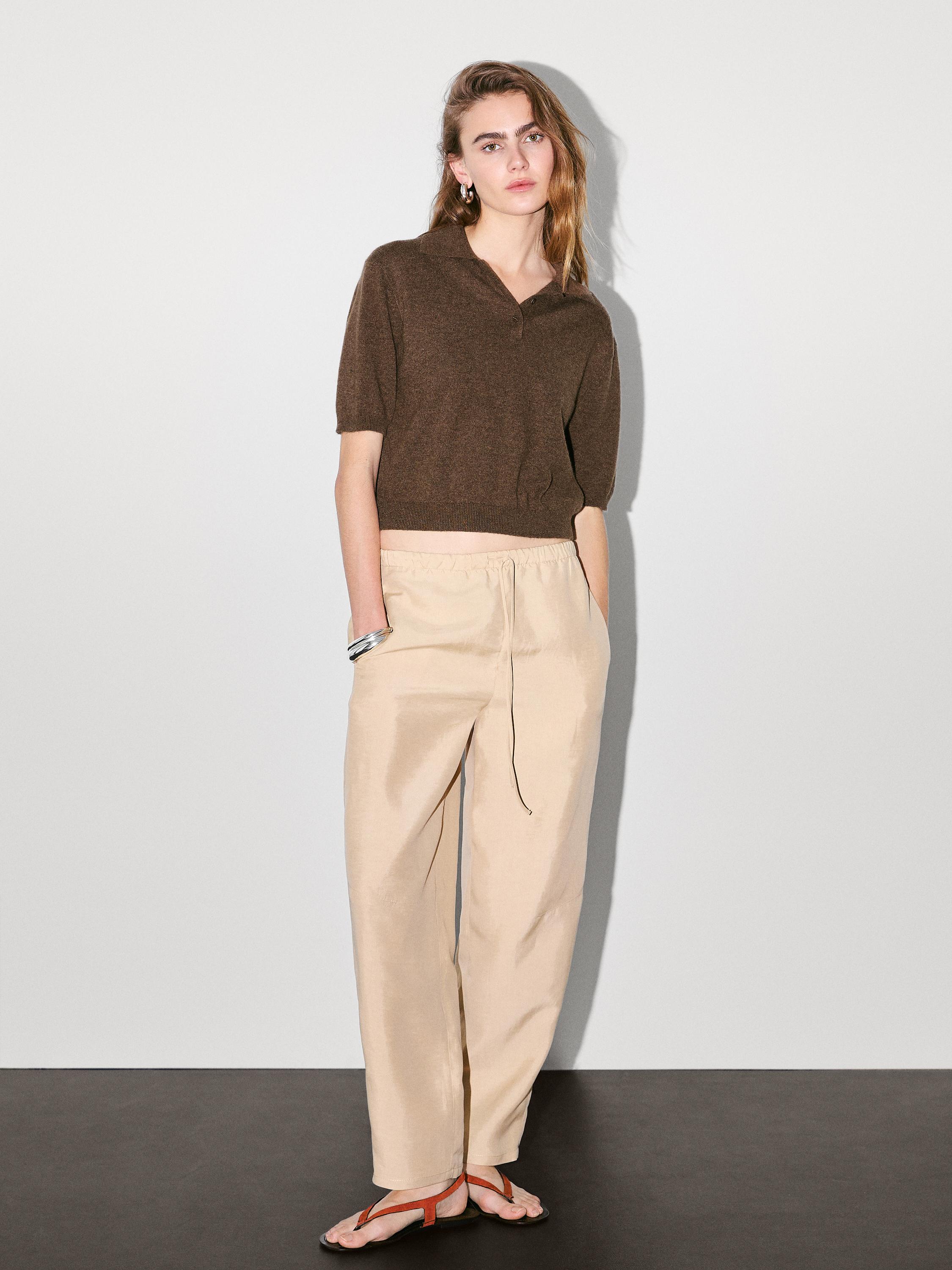 100% cashmere knit short sleeve sweater