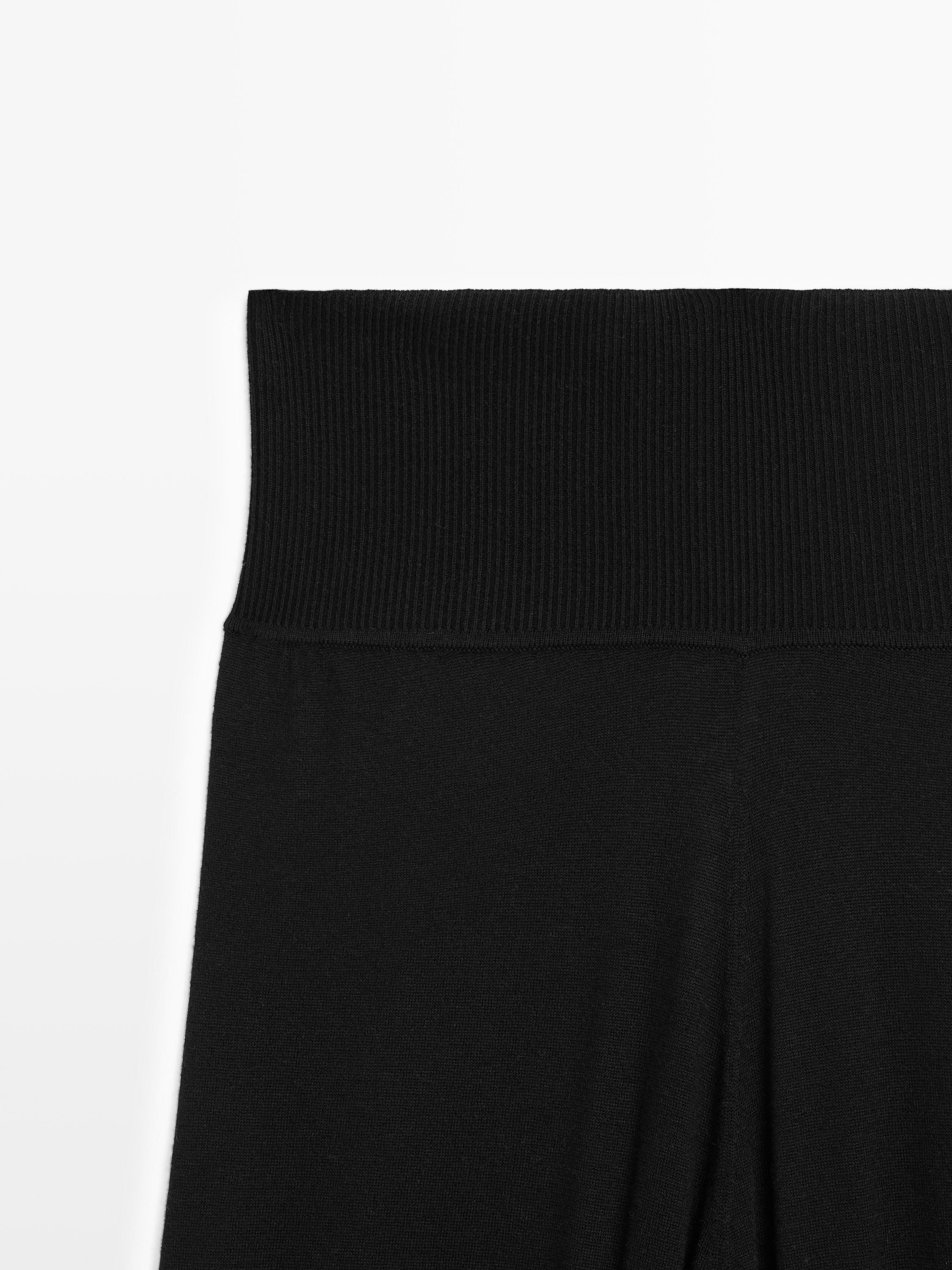 Wool blend knit sarouel trousers — BLACK