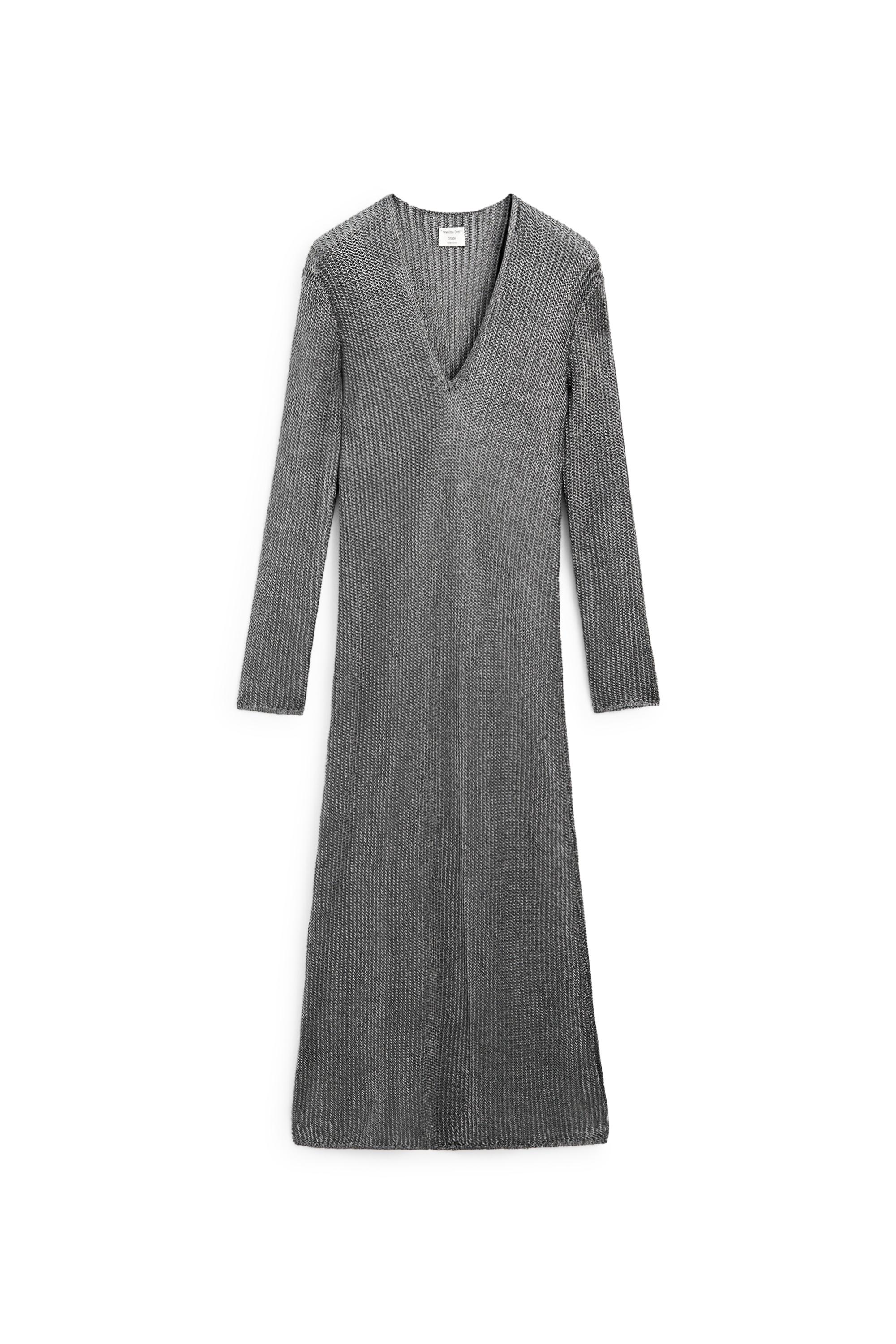 Long metallic knit dress - STUDIO — Silver