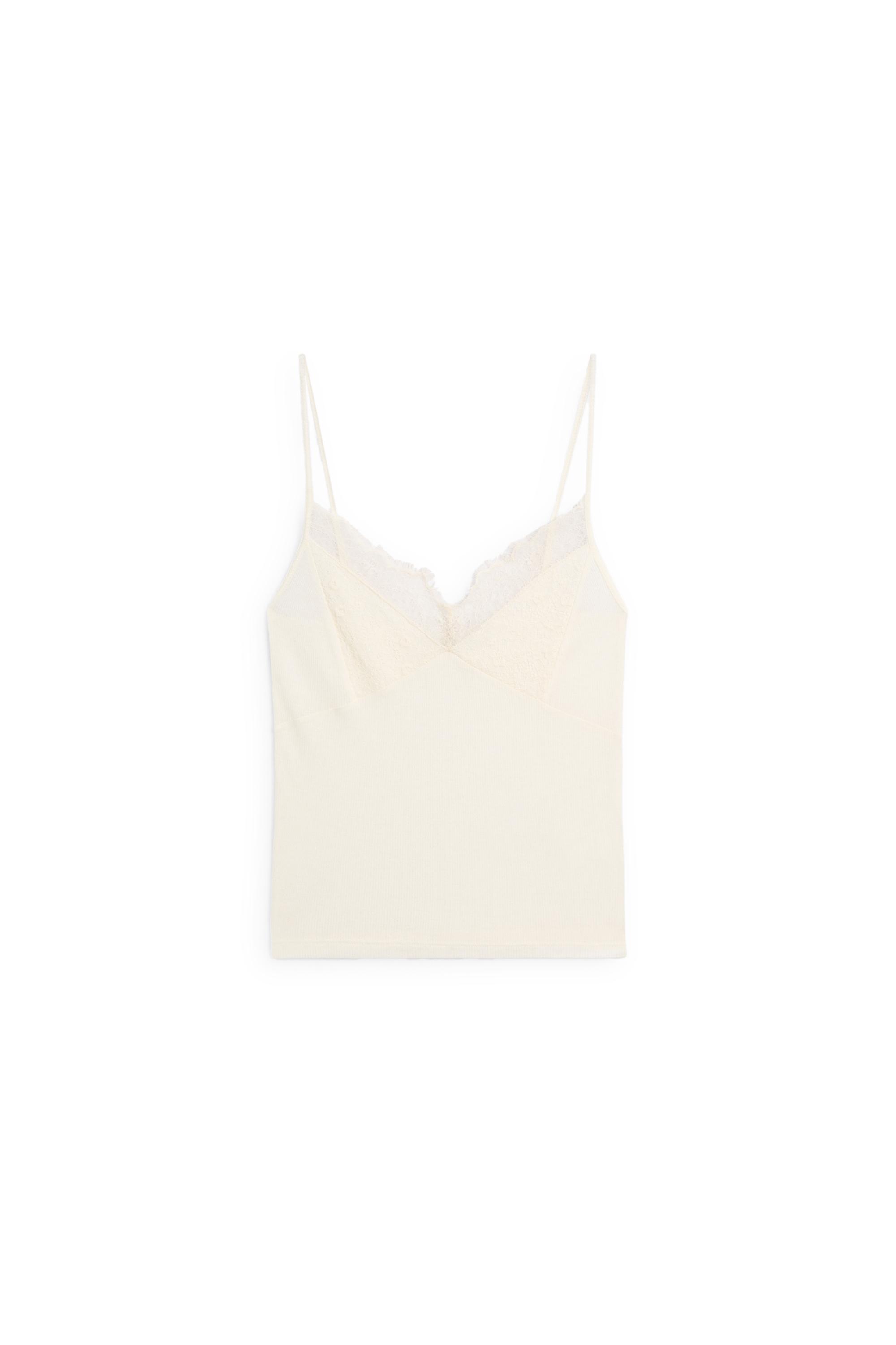 Strappy top with lace detail — CREAM