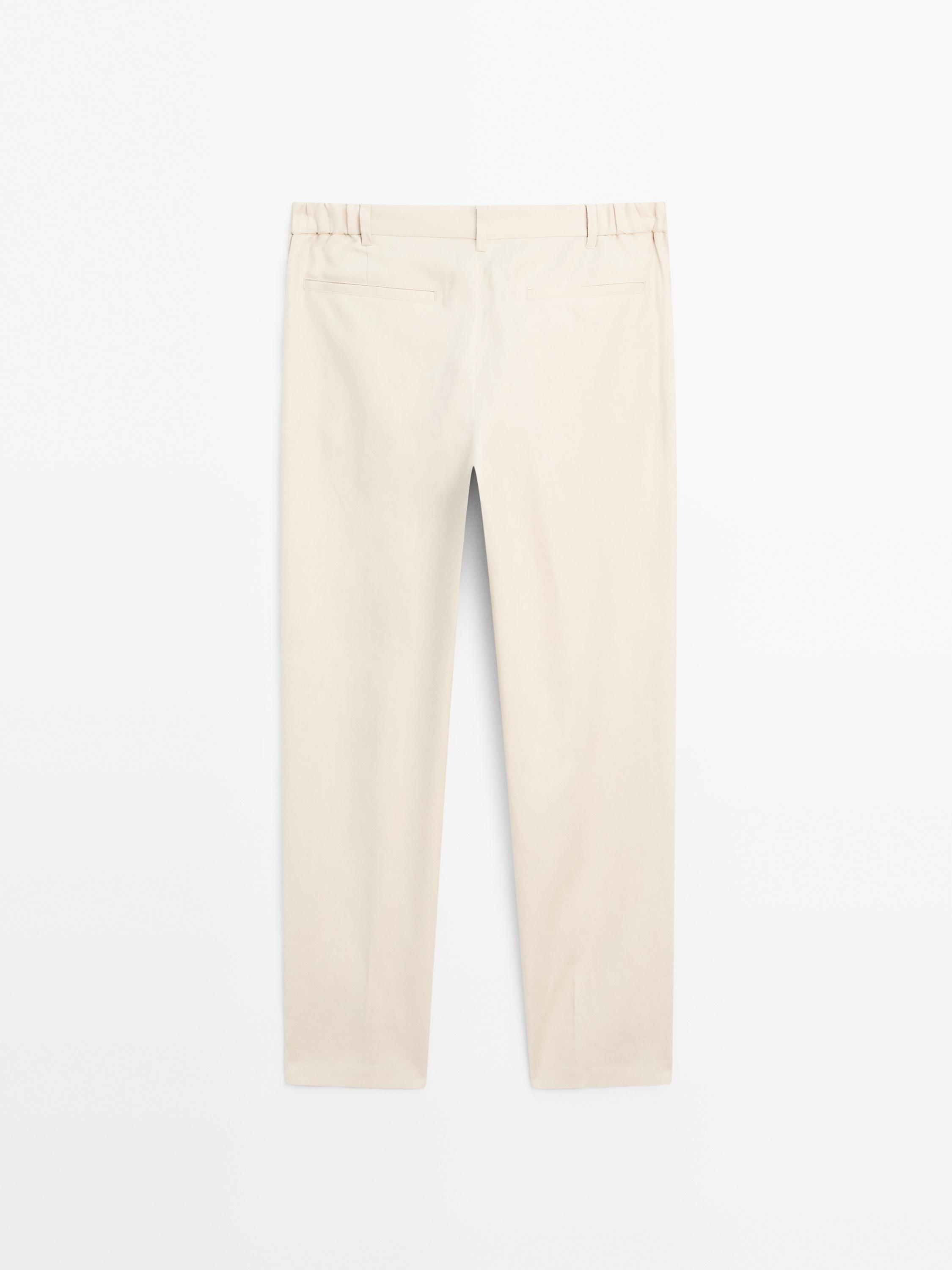 100% linen tapered fit trousers