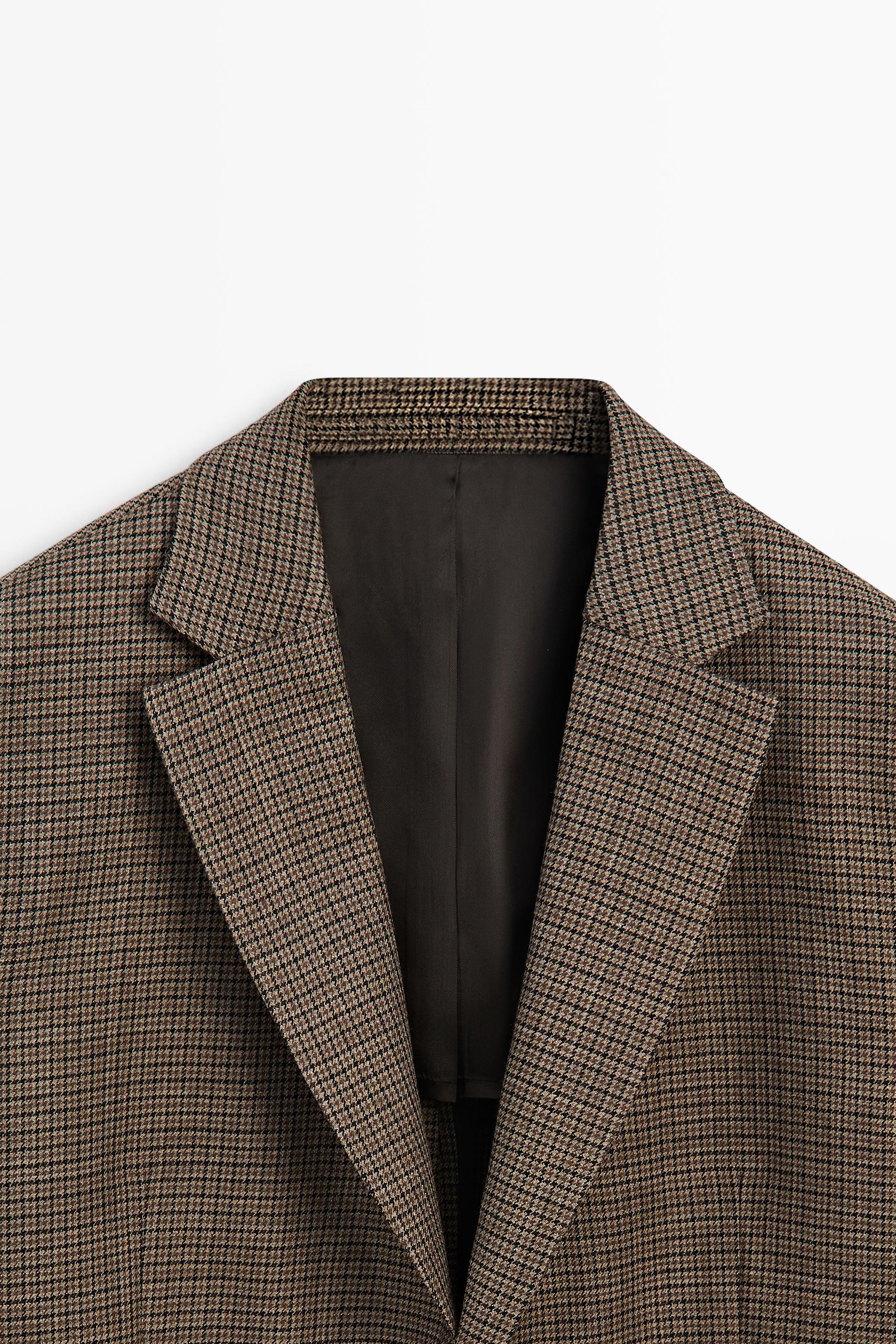 100% wool houndstooth blazer — BEIGE MARL