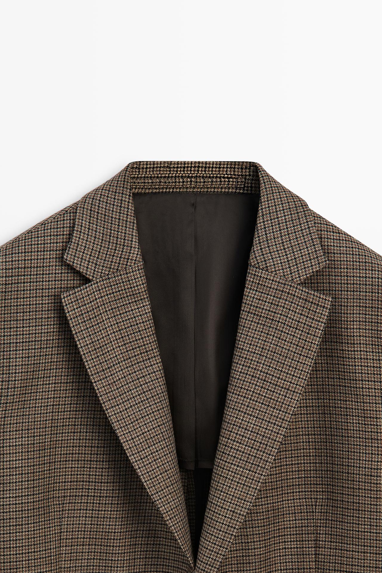 100% wool houndstooth blazer — BEIGE MARL