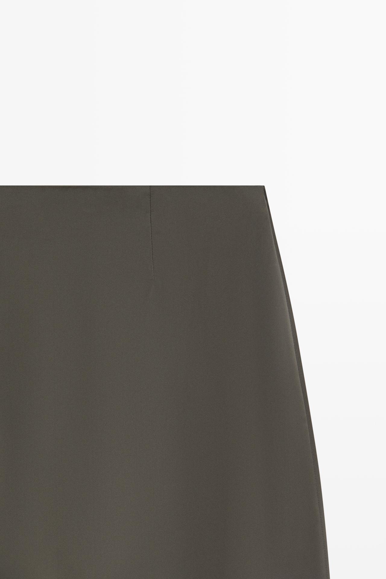 Satin lace midi skirt — GREY