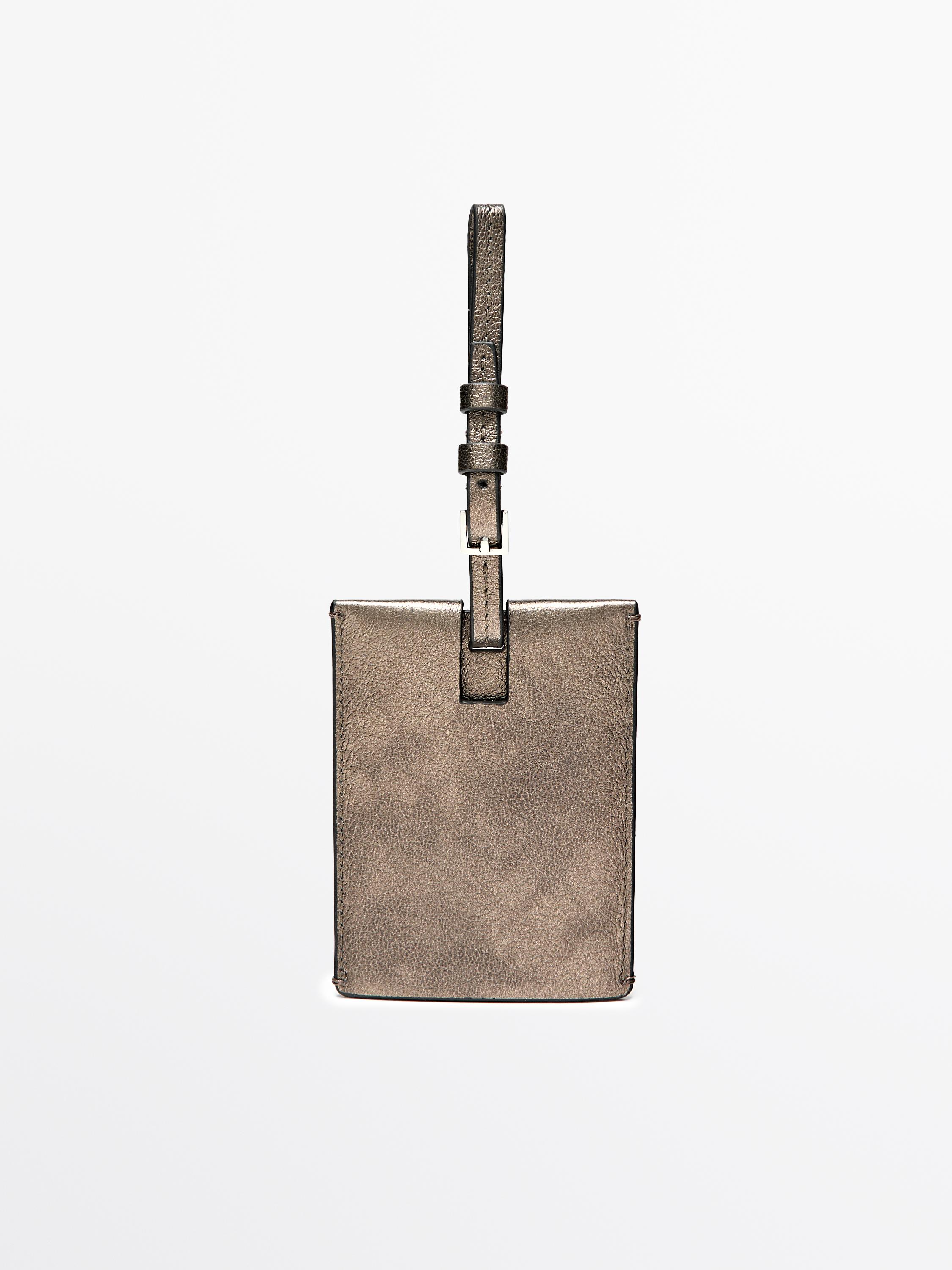 Nappa leather luggage tag — SILVER