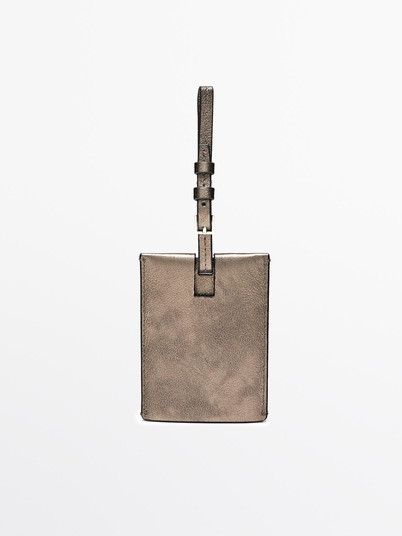 Etichetta Per Bagagli In Pelle Nappata - Argento - 01 - Massimo Dutti - Femminile