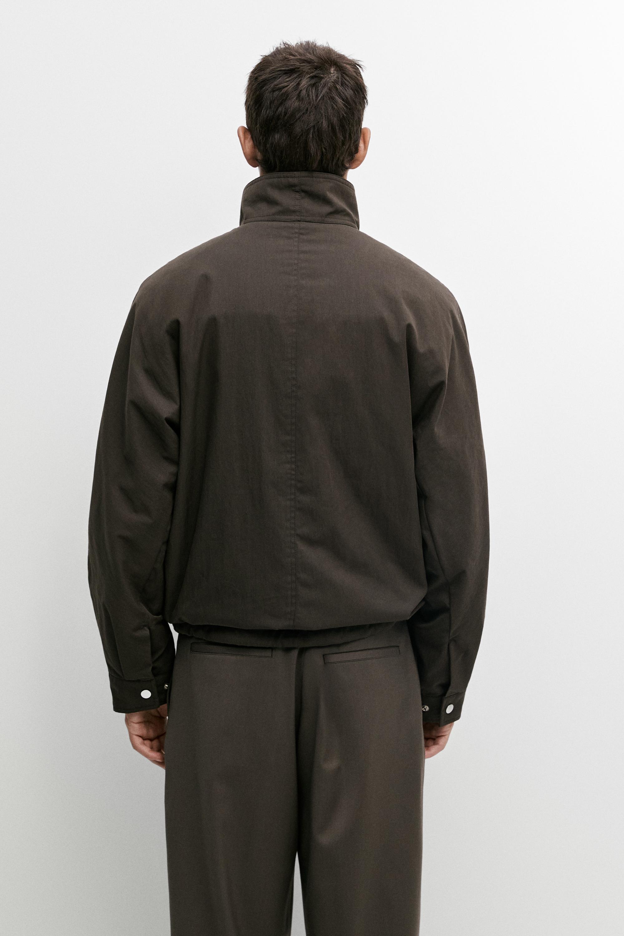 Suede funnel neck cotton-blend jacket - thumbnail 5