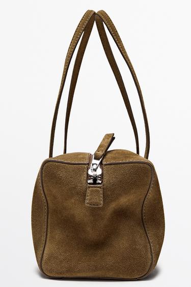 Mini split suede leather satchel — KHAKI GREEN 4