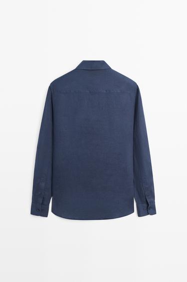 Slim fit 100% linen shirt — DEEP BLUE 6