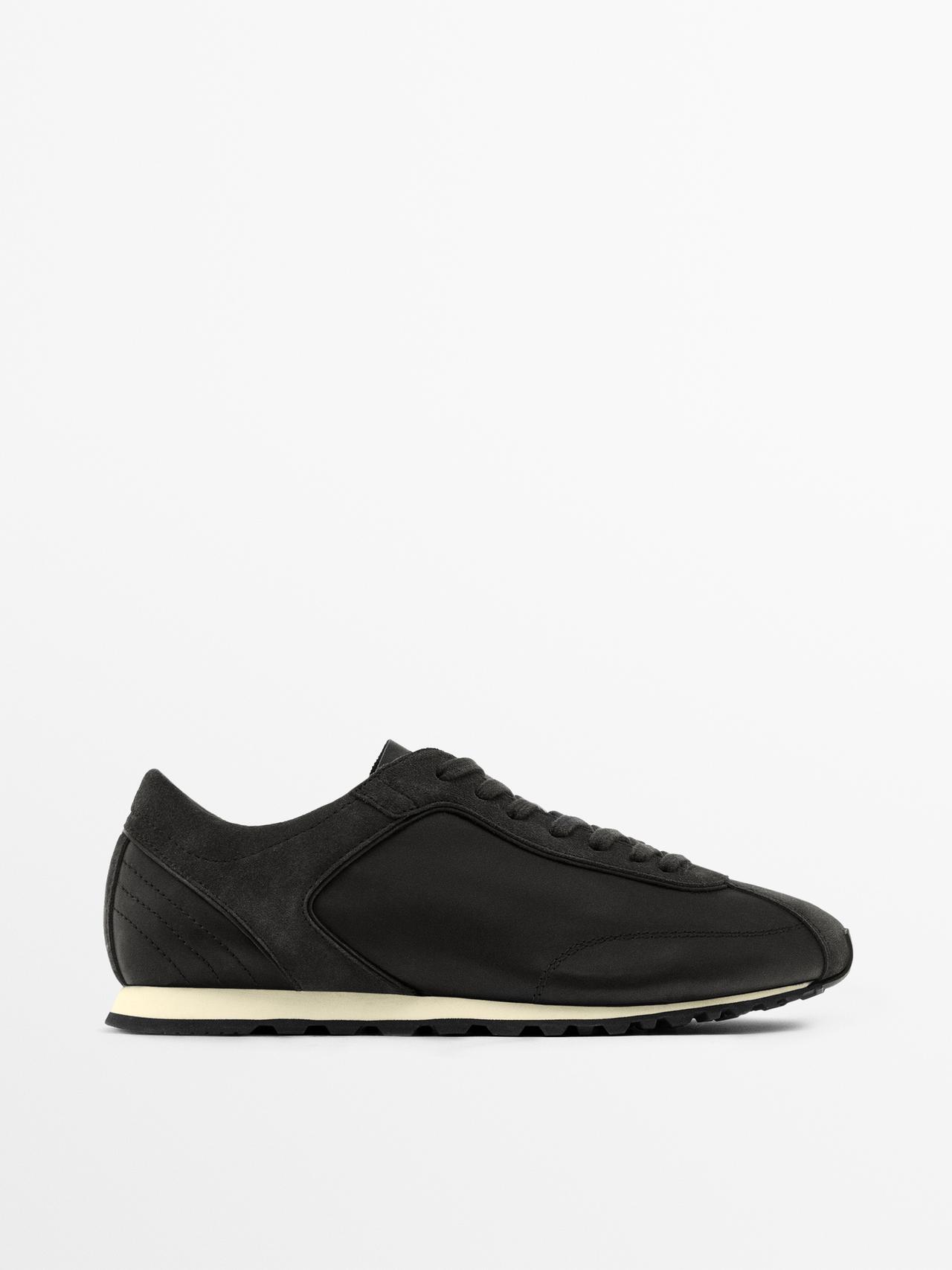 Tennis En Cuir À Semelle Fine - Noir - 44 - Massimo Dutti - Homme