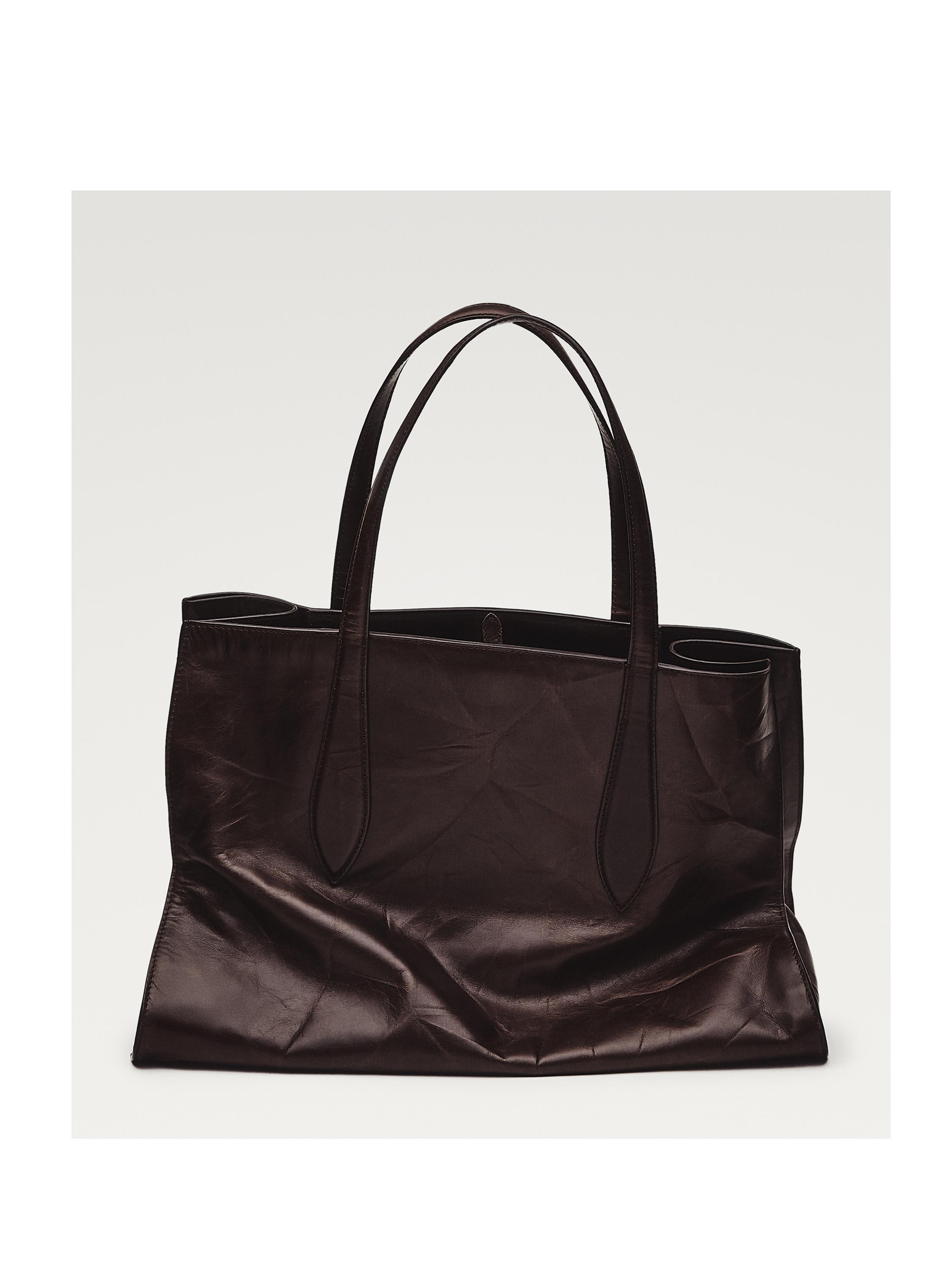 Crackled nappa leather maxi MD ICON bag — BROWN