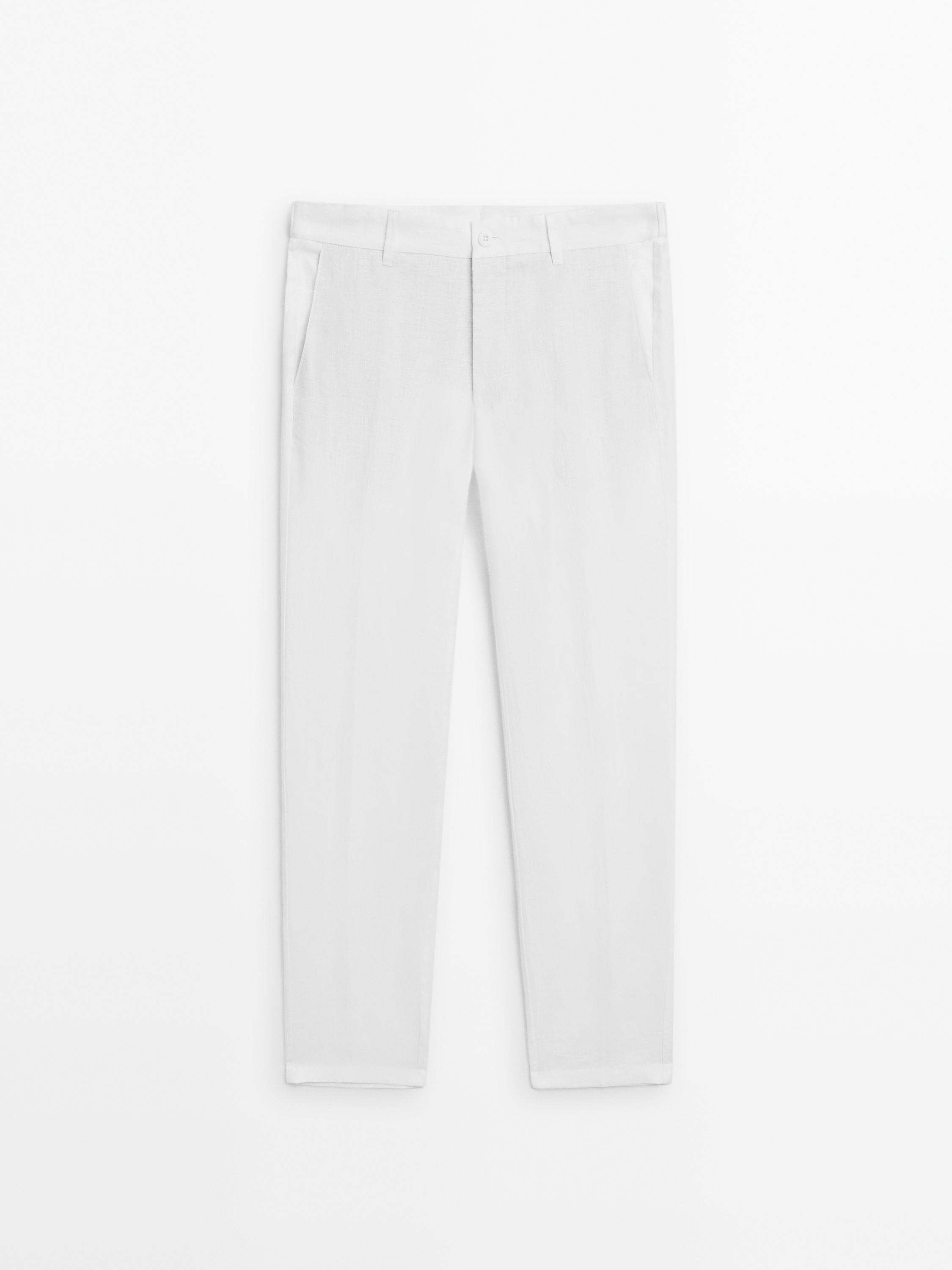 Pantalon tapered 100 % lin