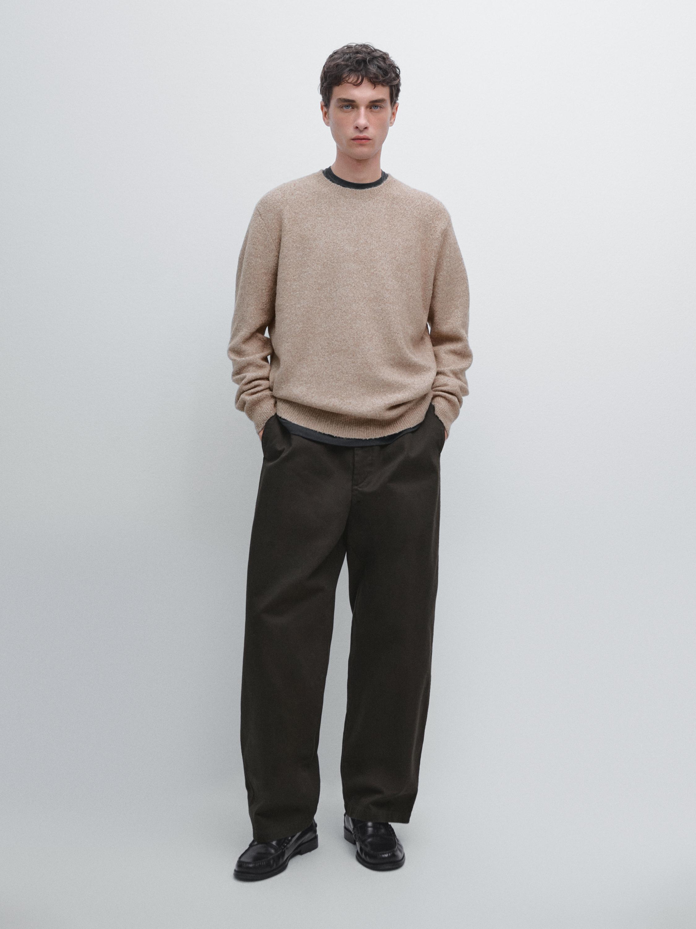 Gevlekte tricot trui met ronde hals