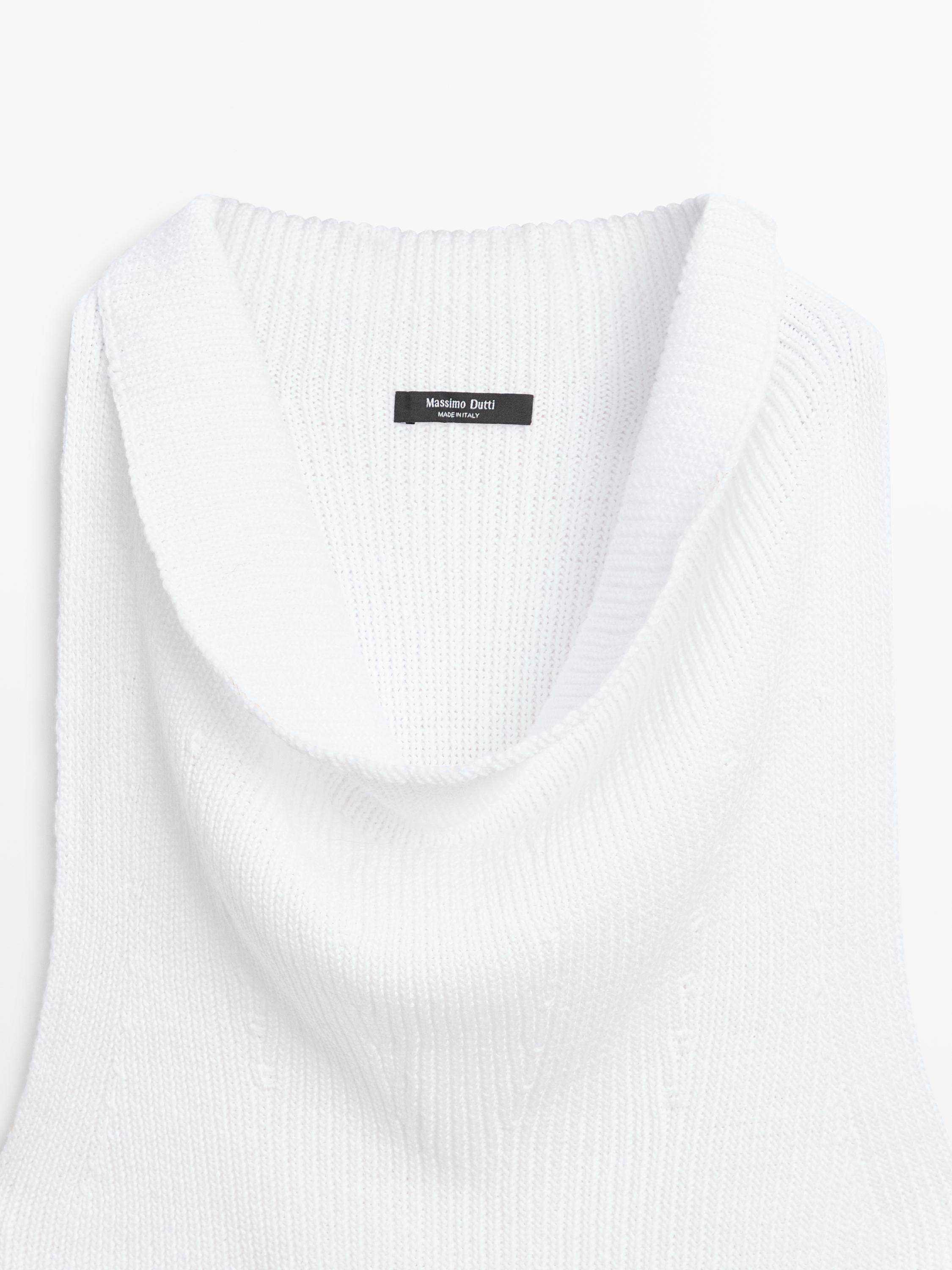 Cotton top with cowl neckline — PURE WHITE