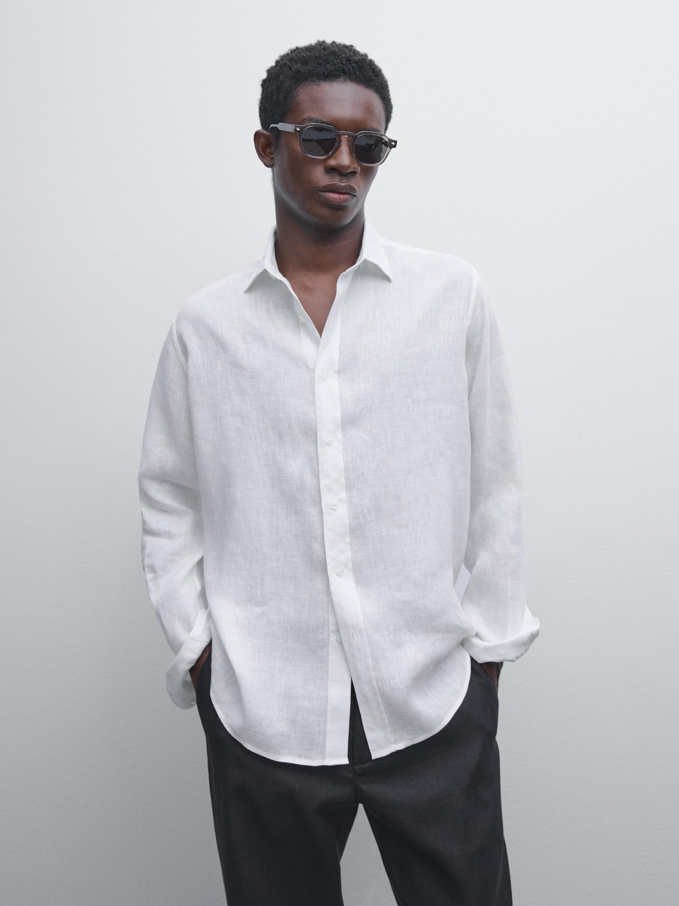 Regular fit 100% linen shirt