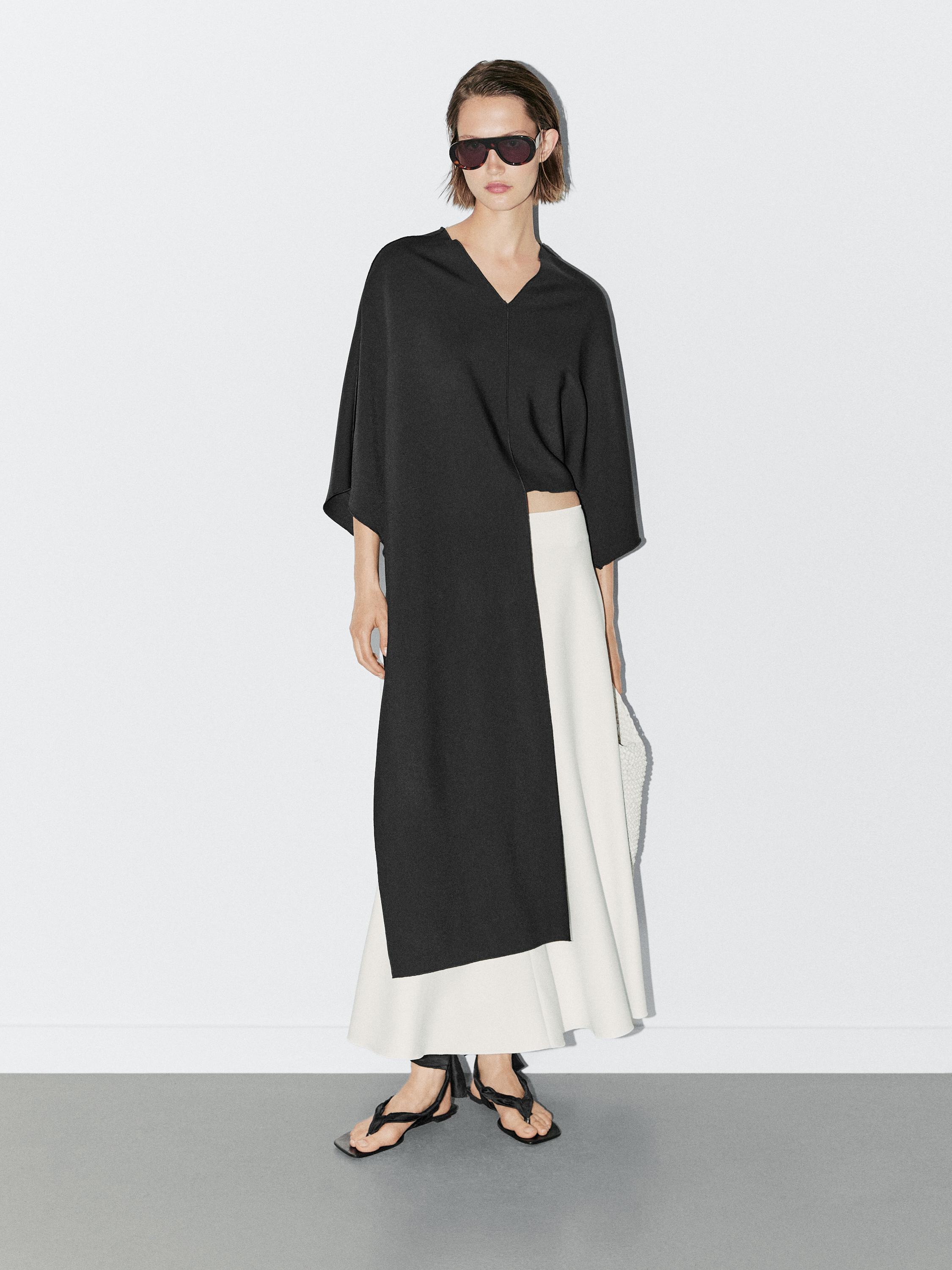 Bluză stil capă cu croială asimetrică - STUDIO