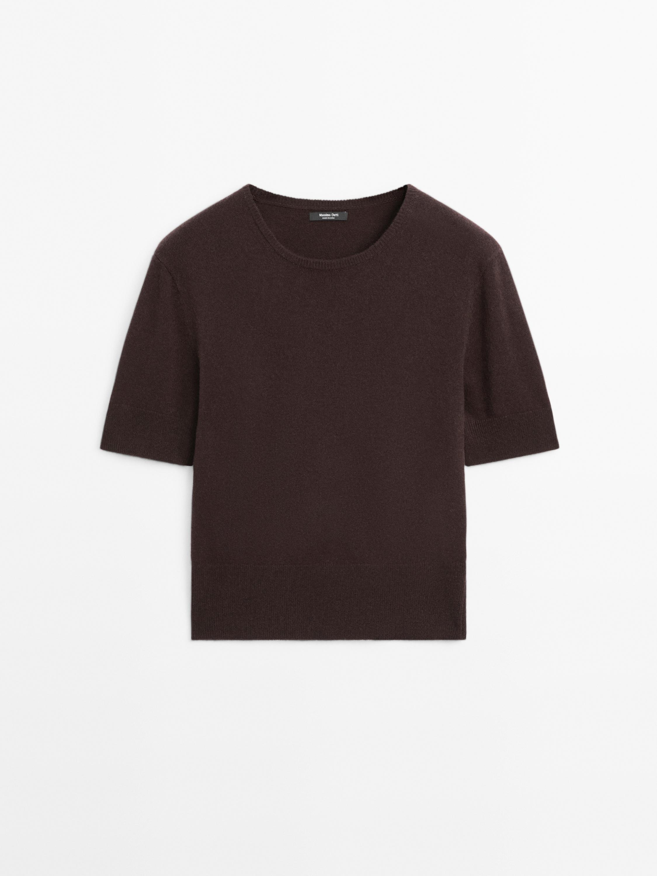 Short sleeve wool blend sweater