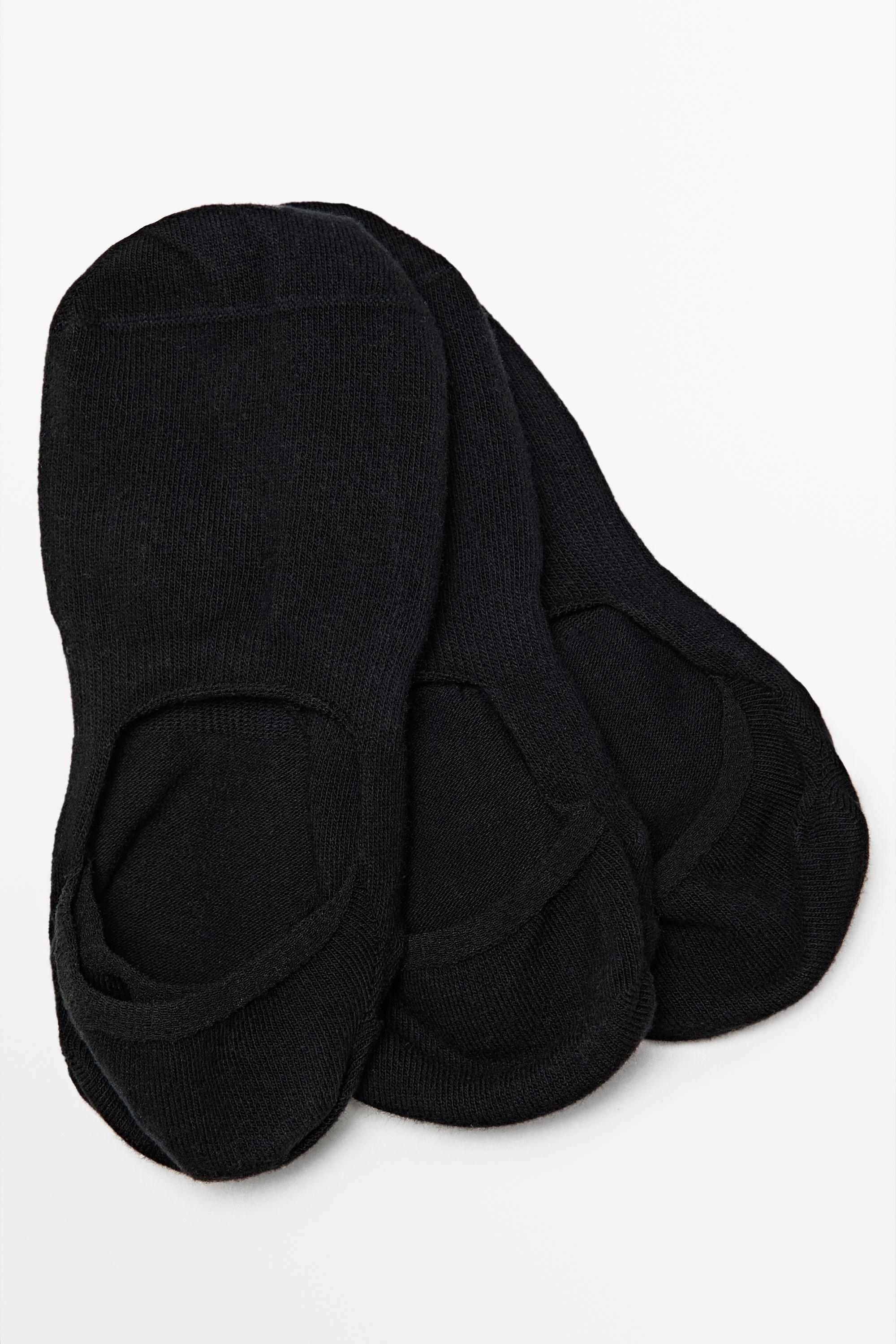 Pack of 3 pairs of no-show cotton blend socks — BLACK