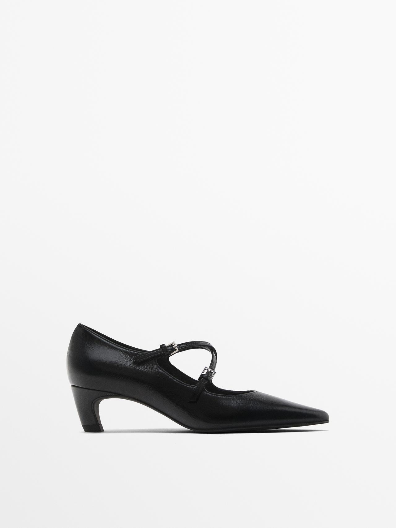 Buty Na Wysokim Obcasie Ze Skrzyżowanymi Paskami - Czarny - 42 - Massimo Dutti - Kobieta
