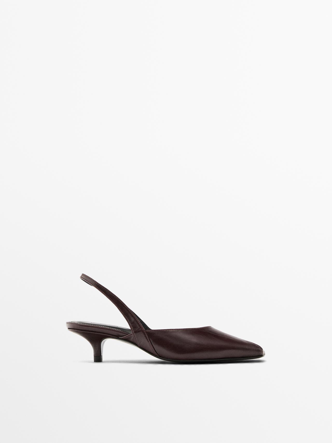 Sandalia Tacón Punta Abierta - Burdeos - 38 - Massimo Dutti - Mujer