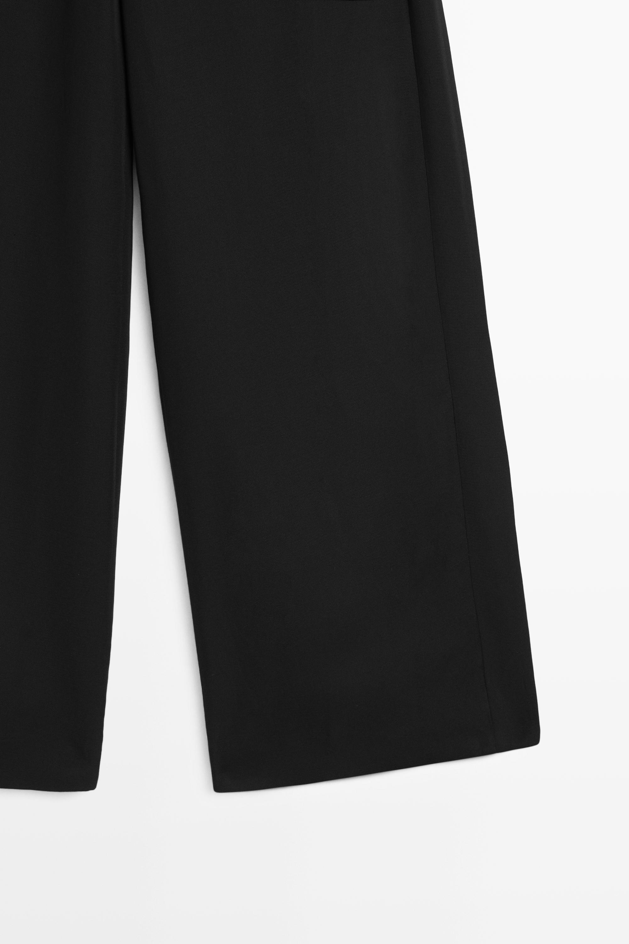 Straight-leg flowing pants — BLACK