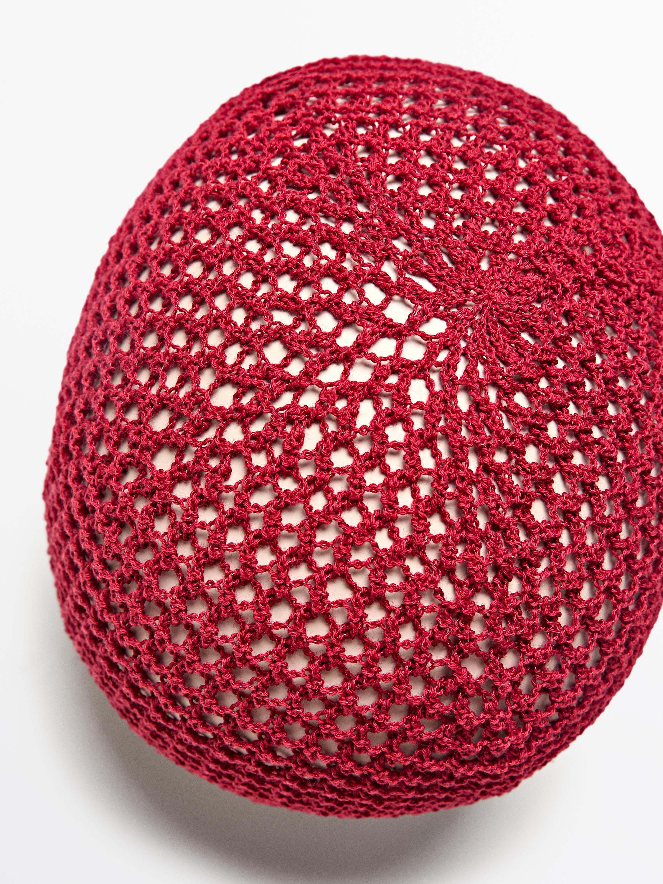 Cotton blend crochet beanie — RED