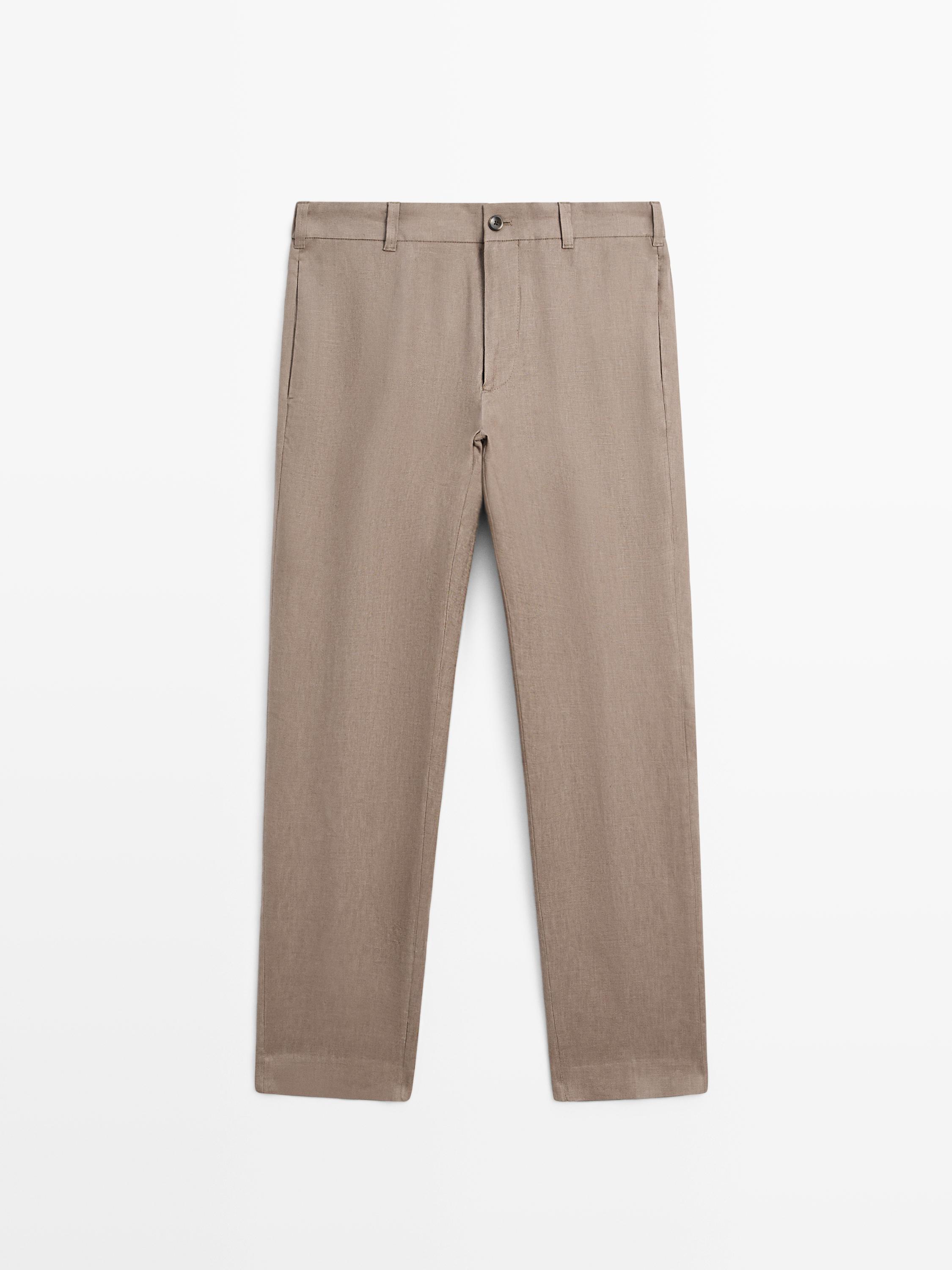 Pantalon tapered fit lin