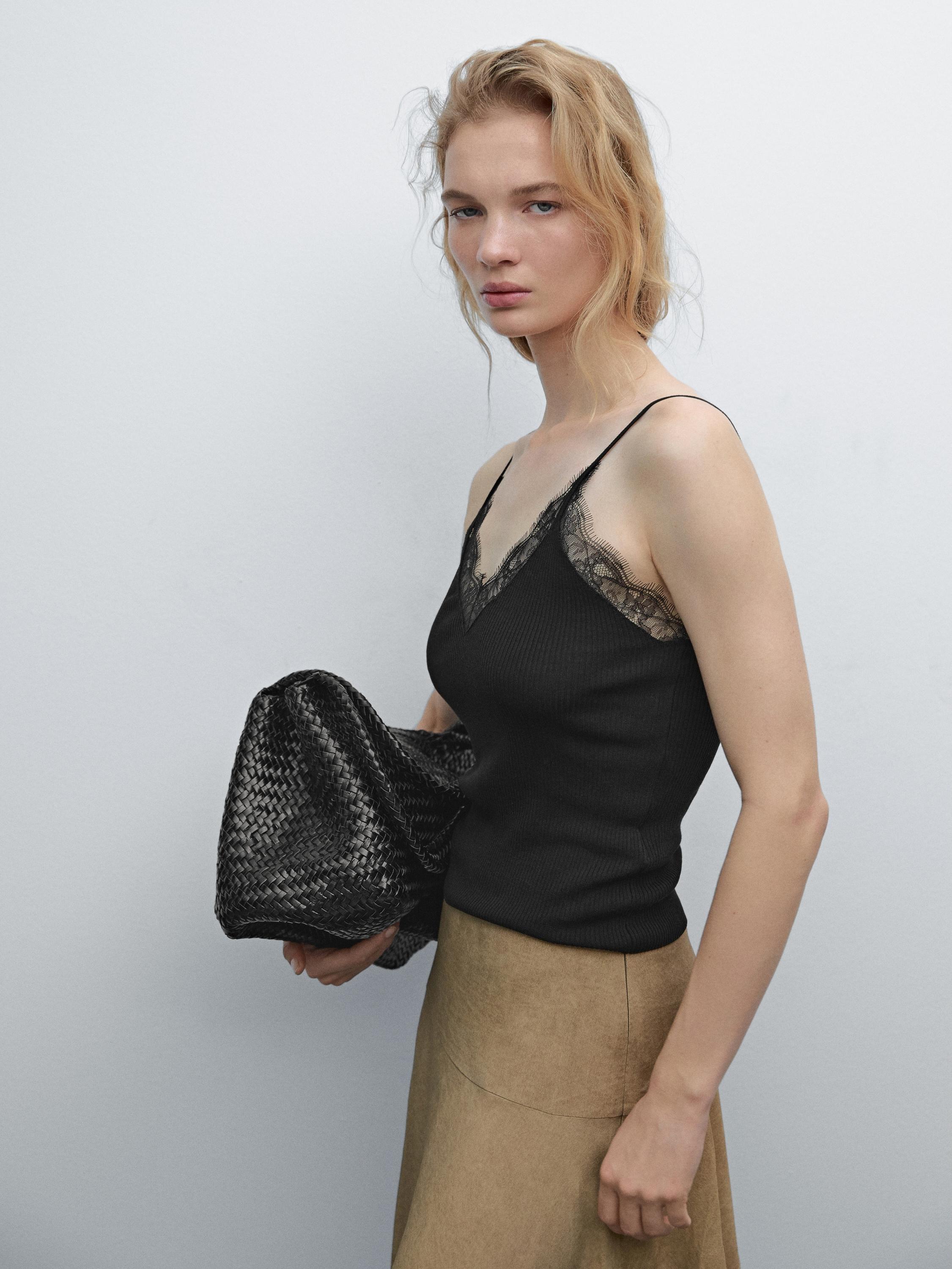 Lace-trimmed camisole top