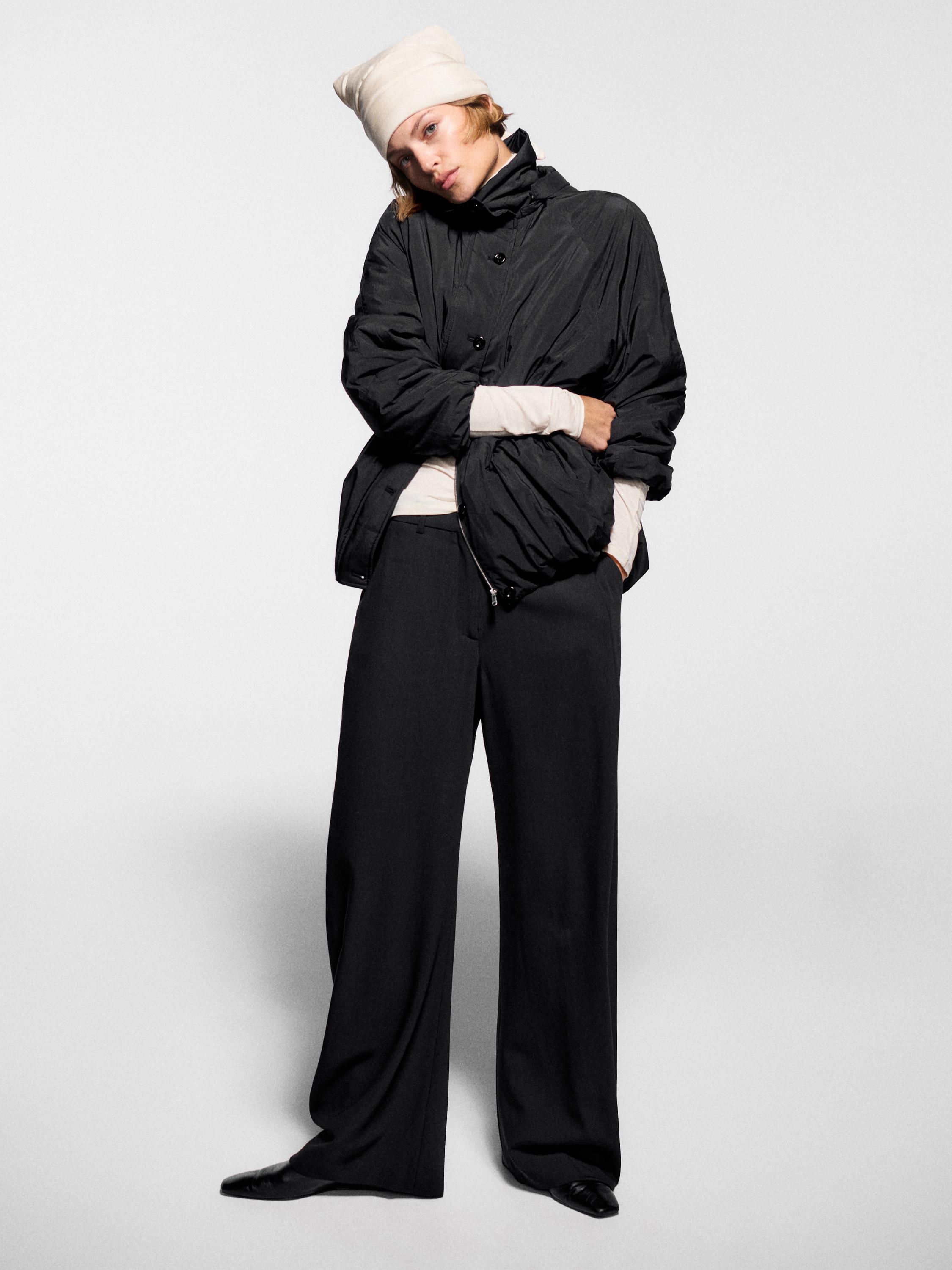 Water-repellent padded parka with high neck