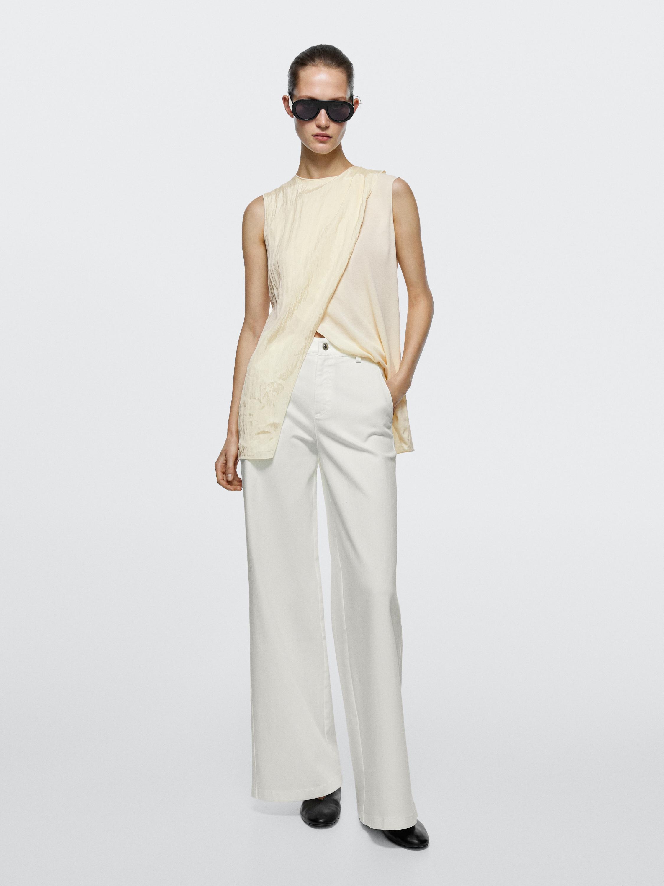 High-waist palazzo jeans — WHITE