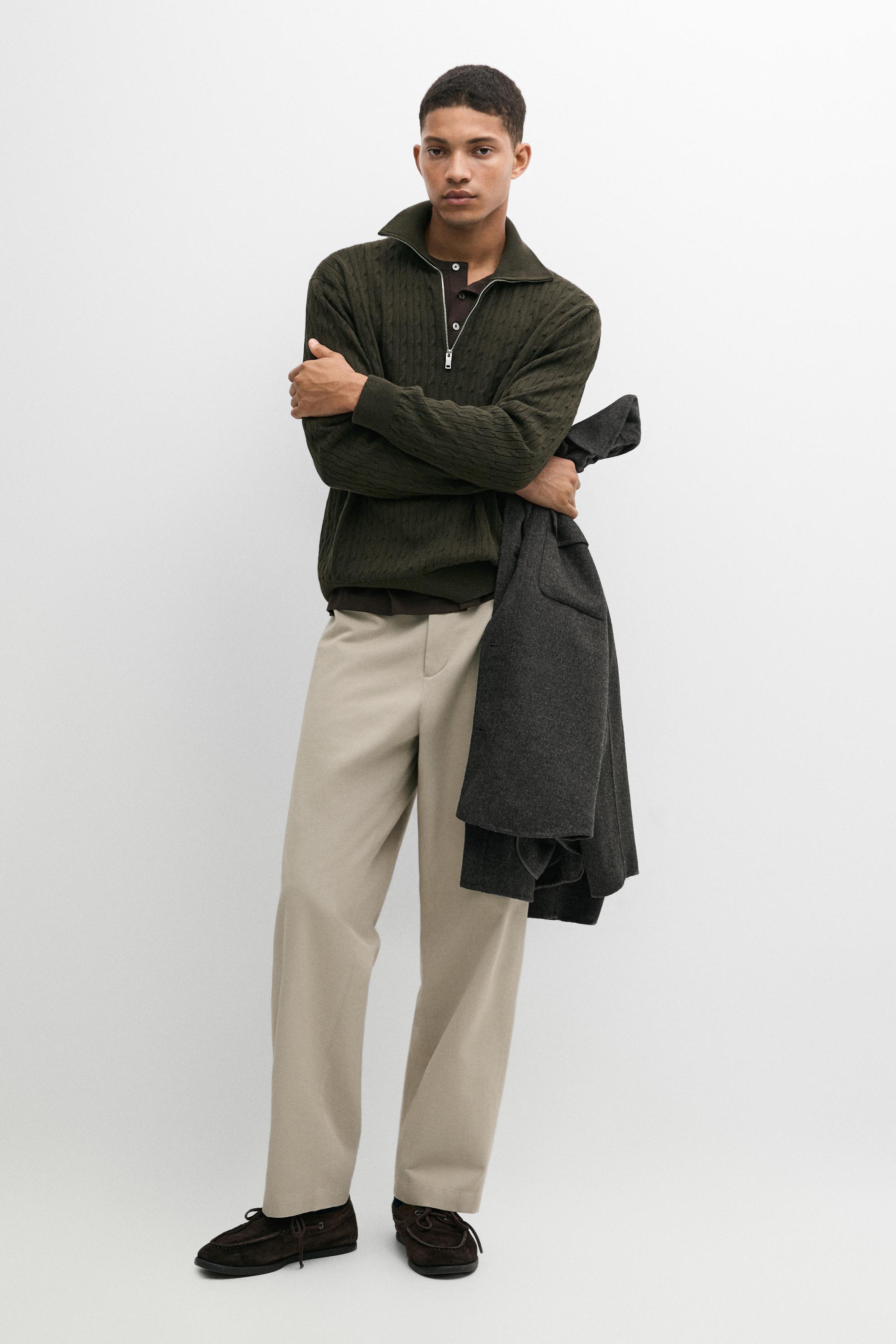 Mock neck knit zip sweater