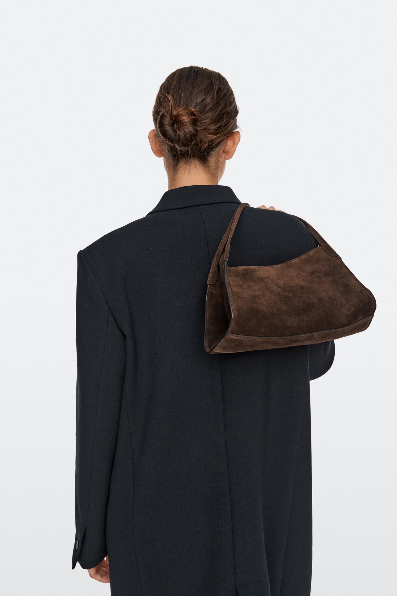 Mini split suede leather satchel — MINK