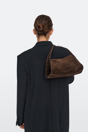 Mini split suede leather satchel — MINK 5
