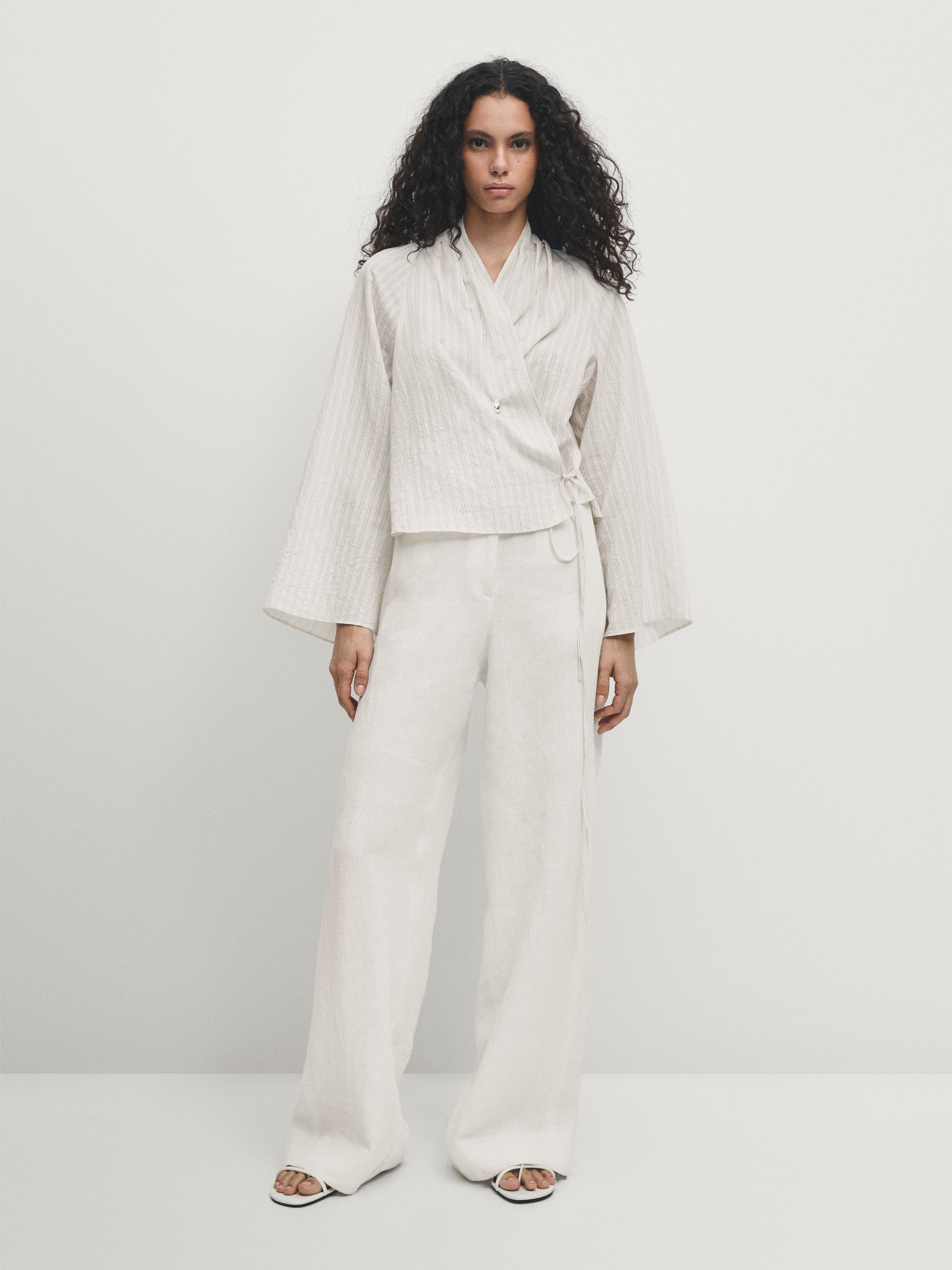 Kimono croisé à rayures