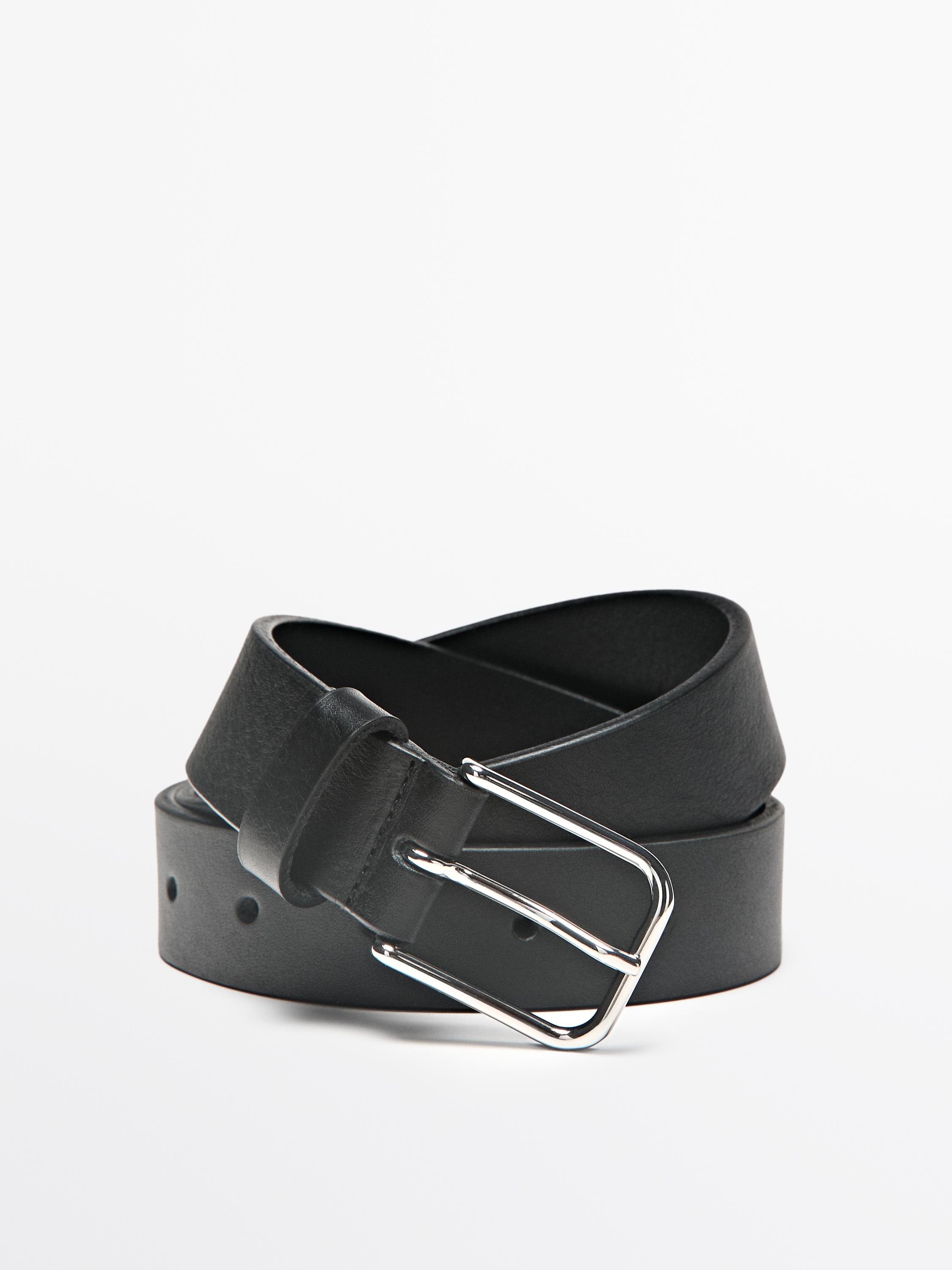 Nappa leather belt — BLACK