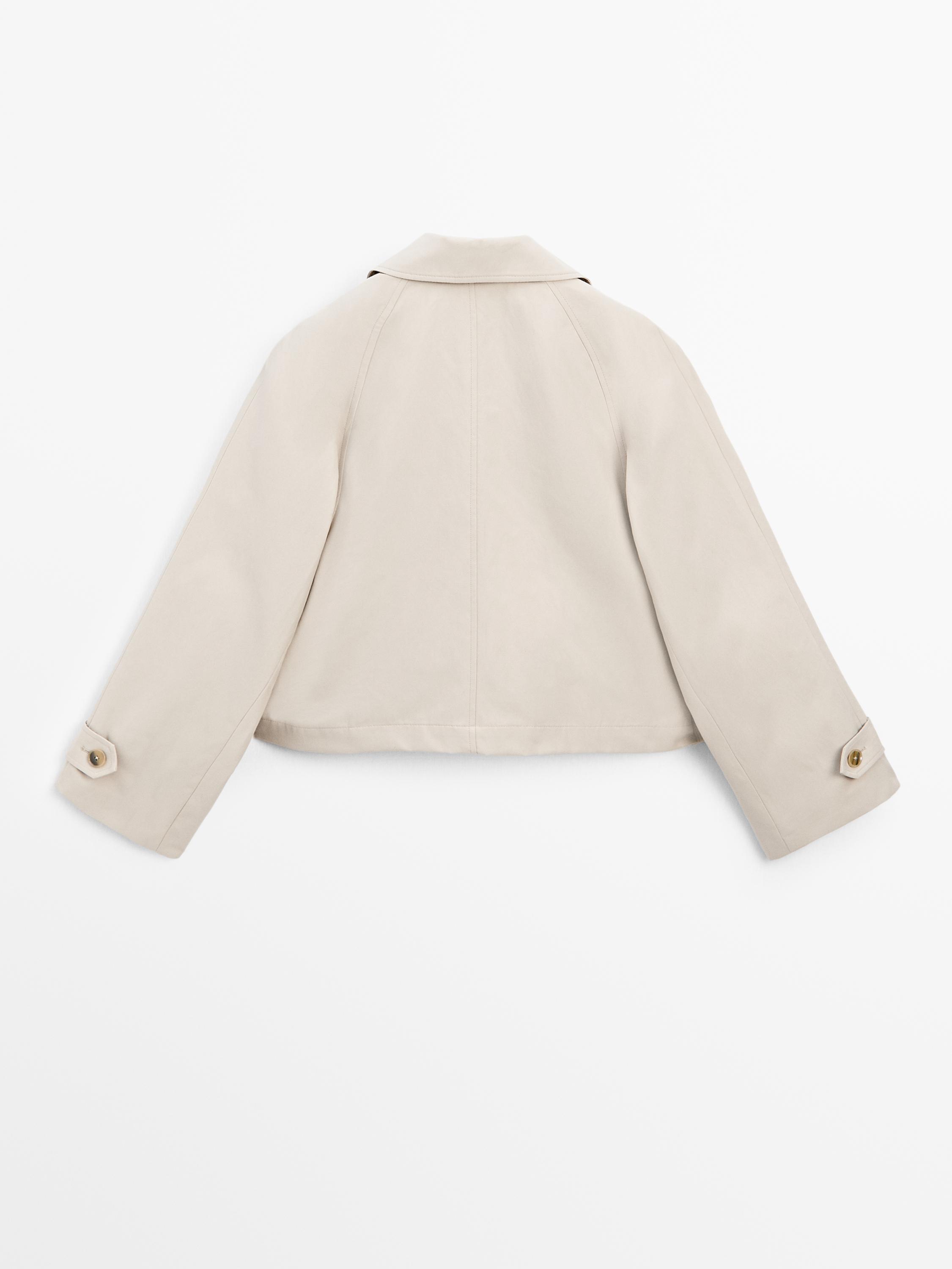 Short cotton blend trench coat
