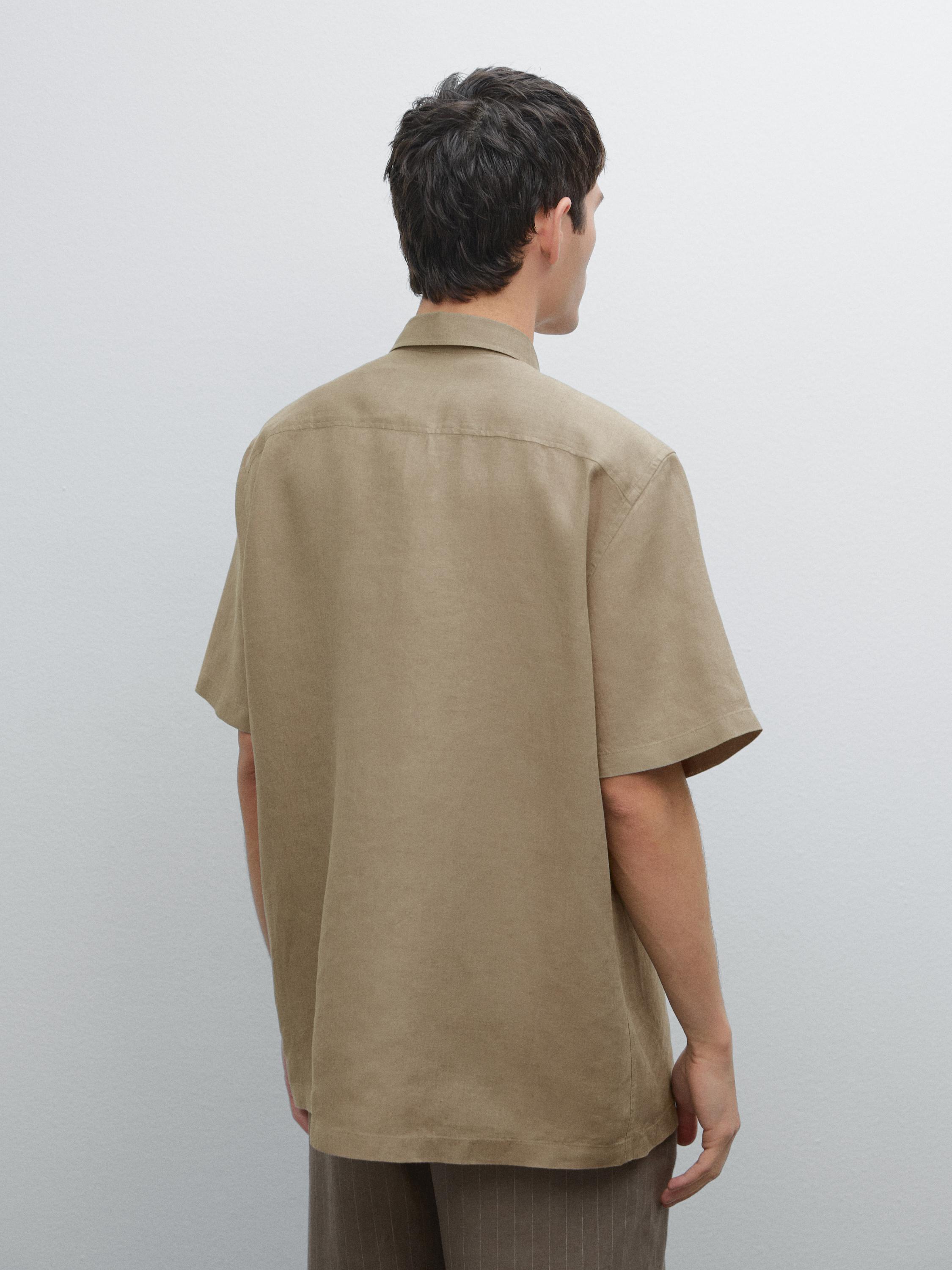 Regular fit short sleeve linen shirt