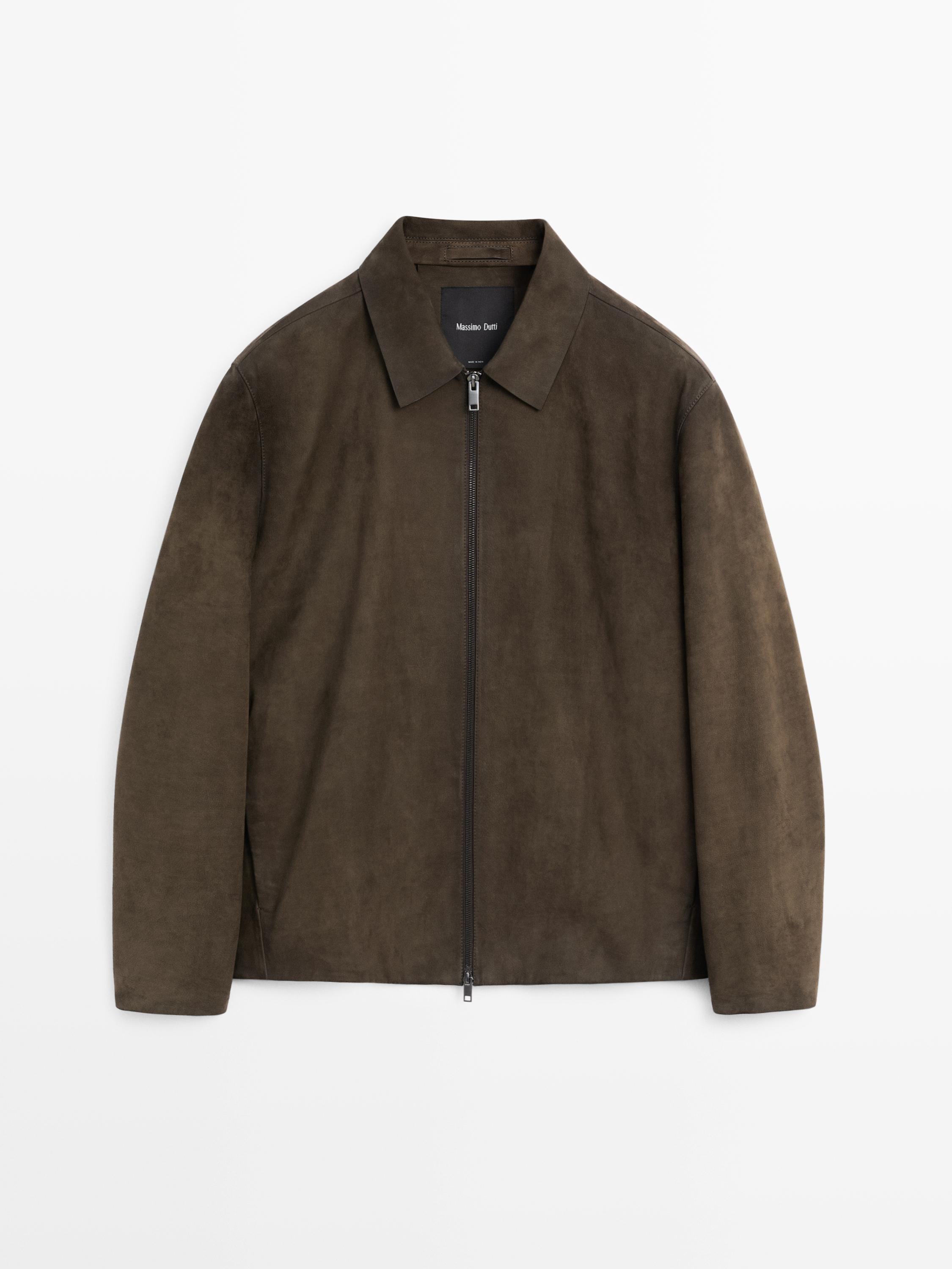 Blouson fermeture Éclair en cuir nappa