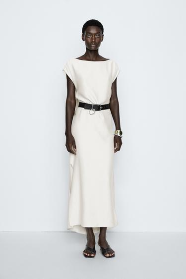 Asymmetrical drape detail dress - STUDIO — STONE 3