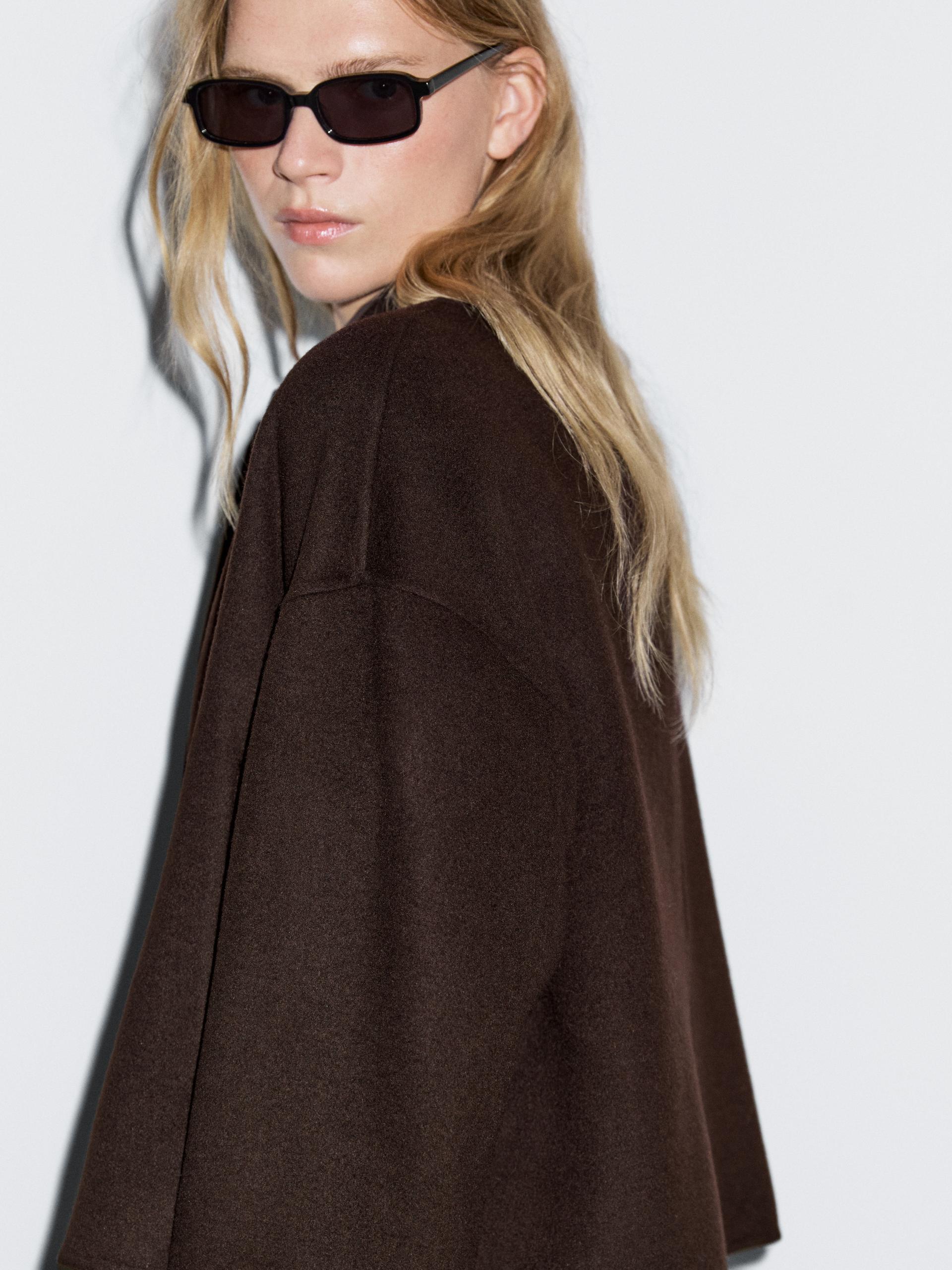 Veste Courte À Col Montant - Marron - Xs - Massimo Dutti - Femme