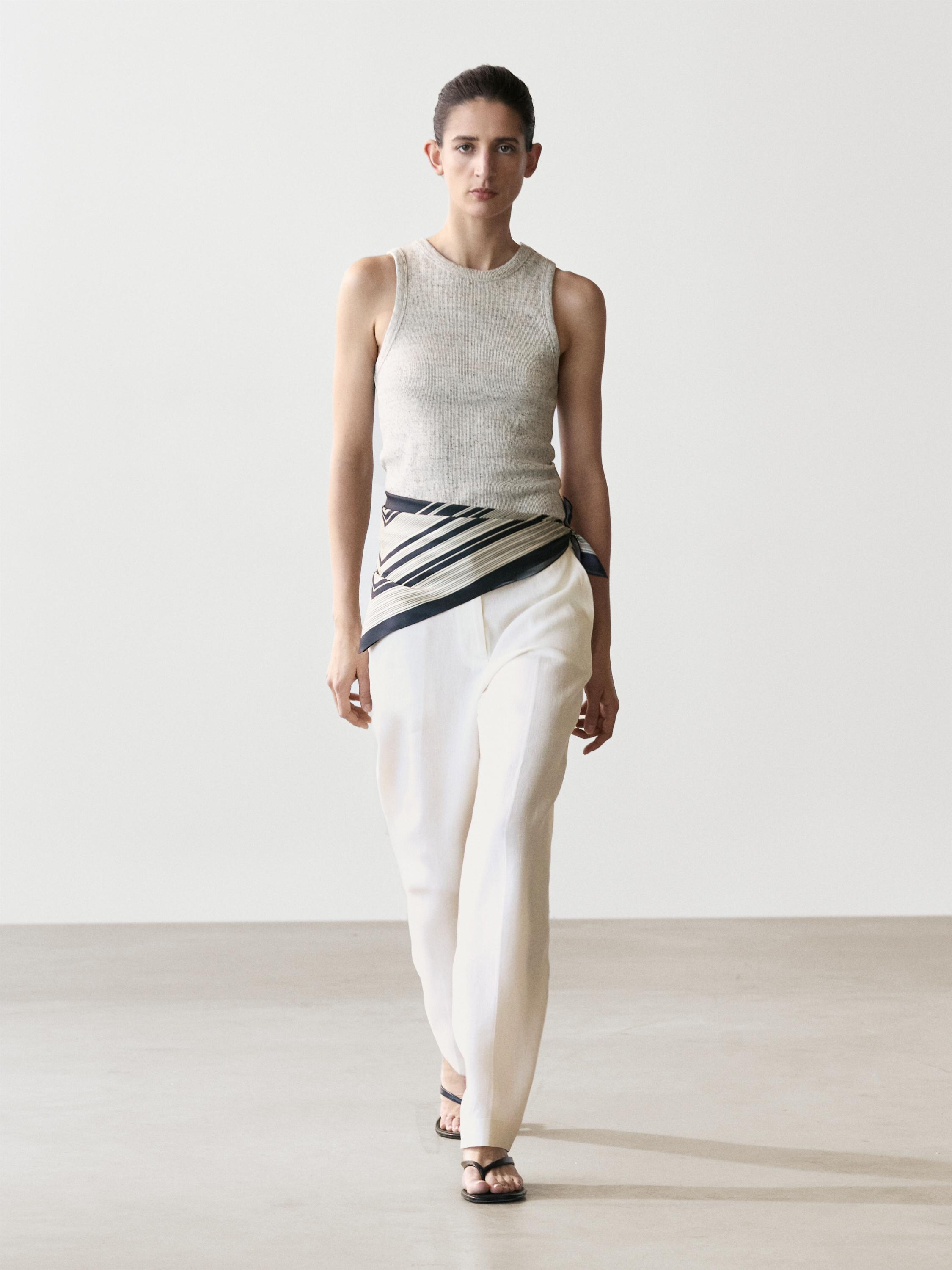 Linen suit trousers — Off white