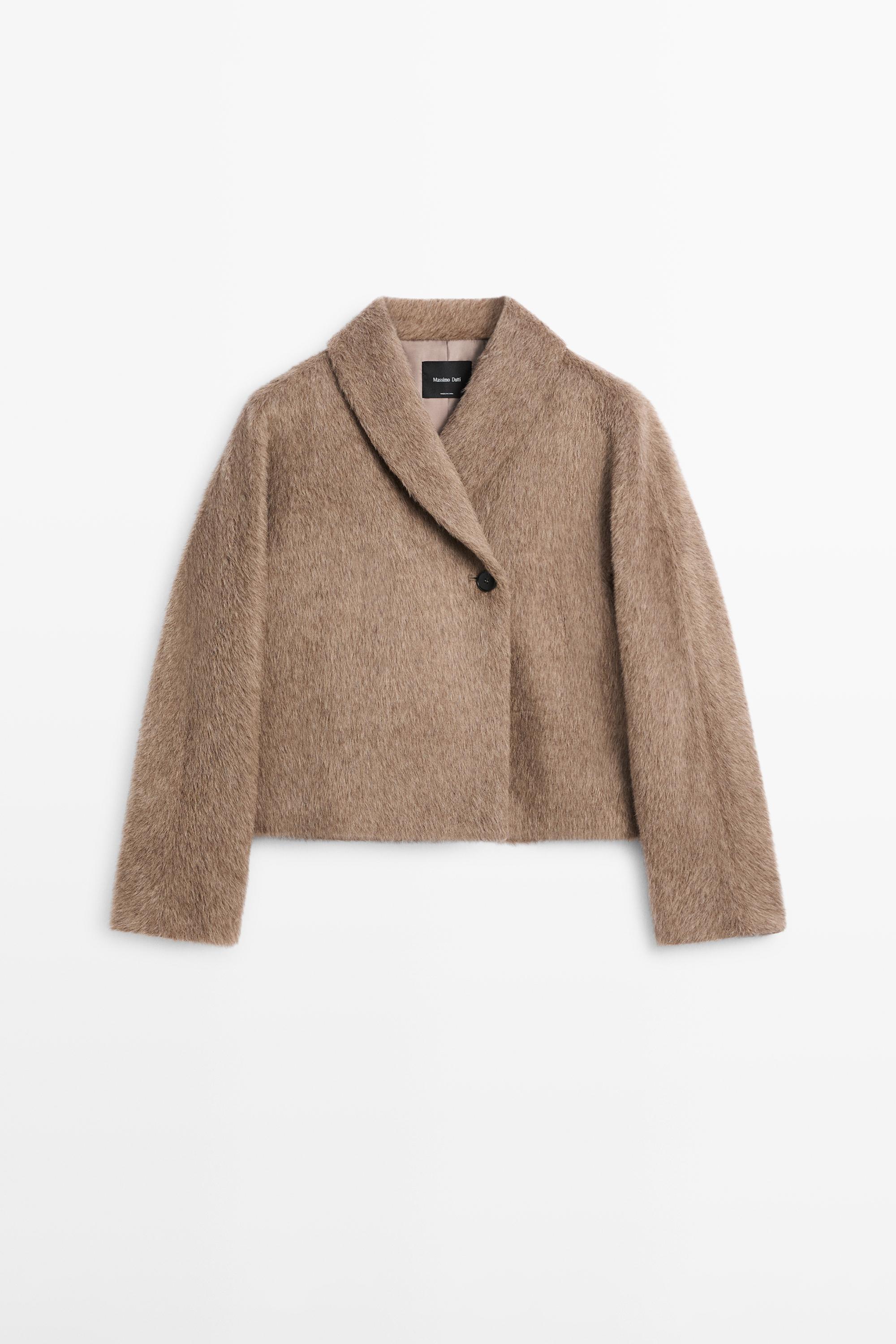 جاكيت قصير متقاطع من الصوف المخلوط