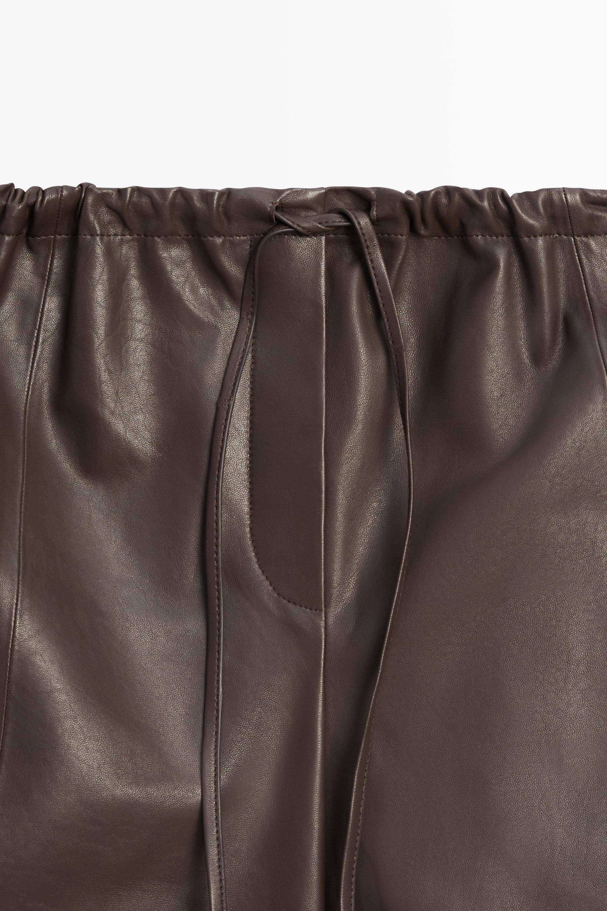 Long nappa leather Bermuda shorts — Sky blue