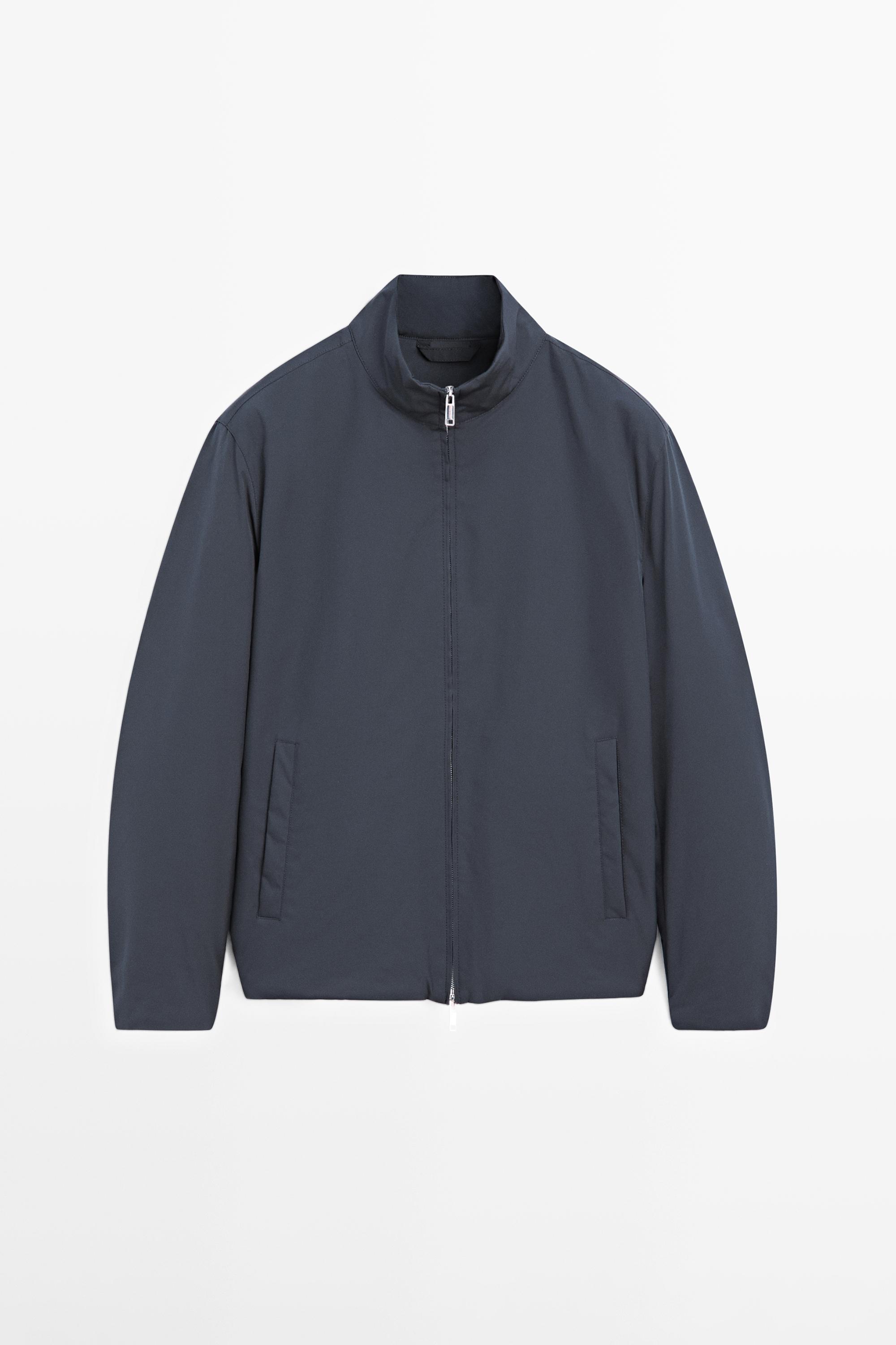 Water-repellent puffer jacket with high neck — DARK NAVY