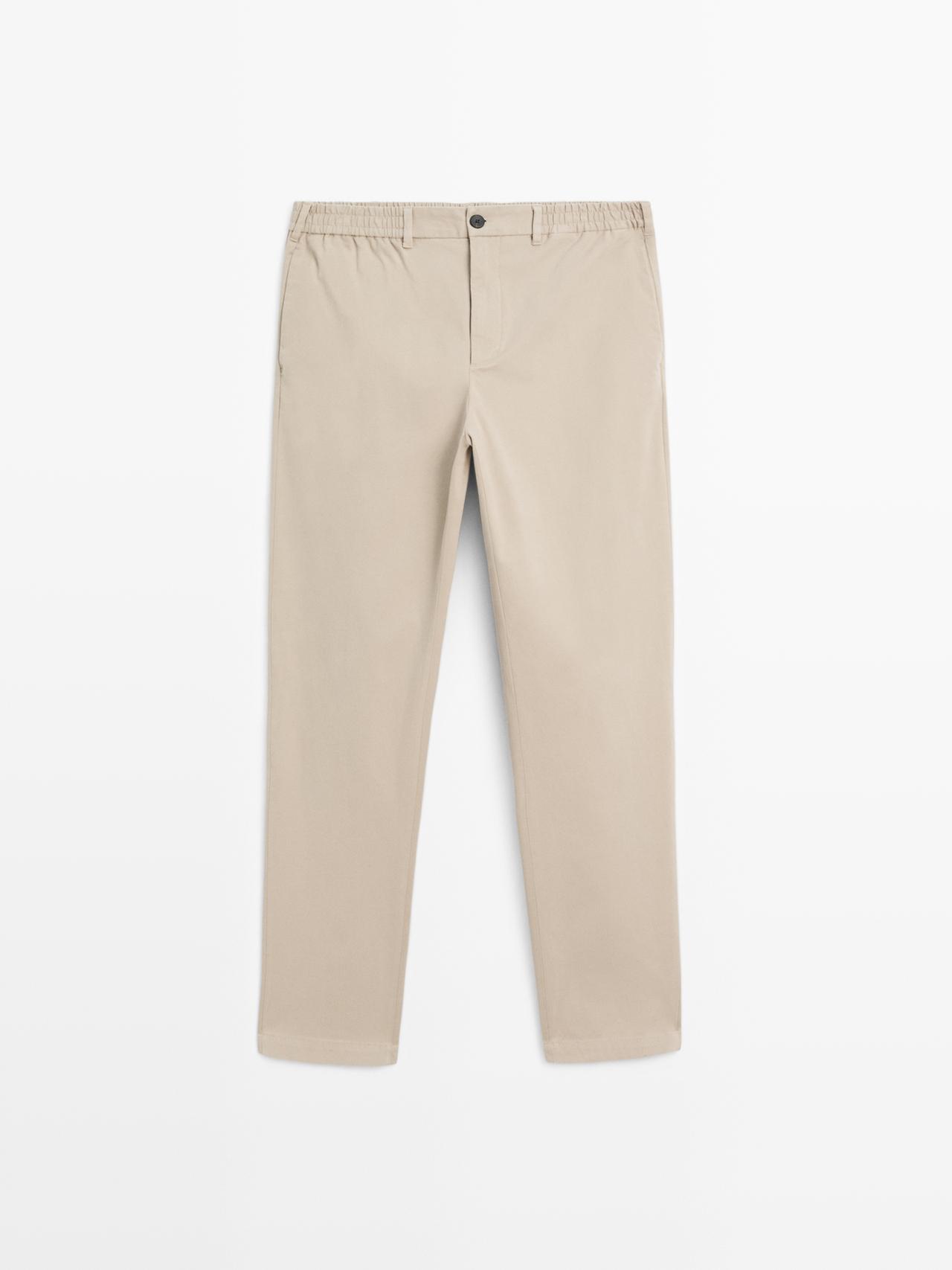 Massimo Dutti - Herre - Jogger Fit Bukser I Bomuldsblanding - Beige - Xl