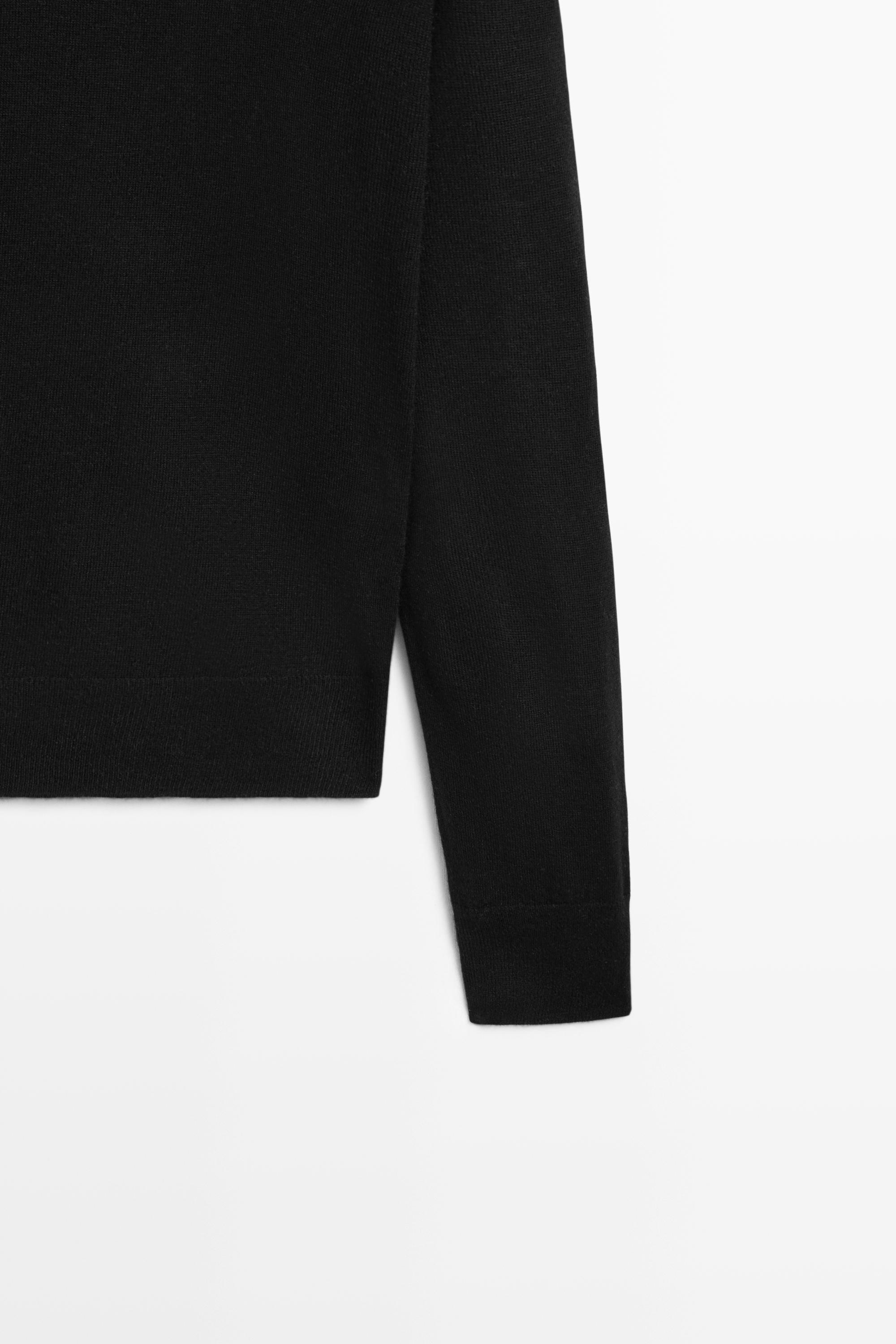 Wool-blend turtleneck knit sweater — BLACK