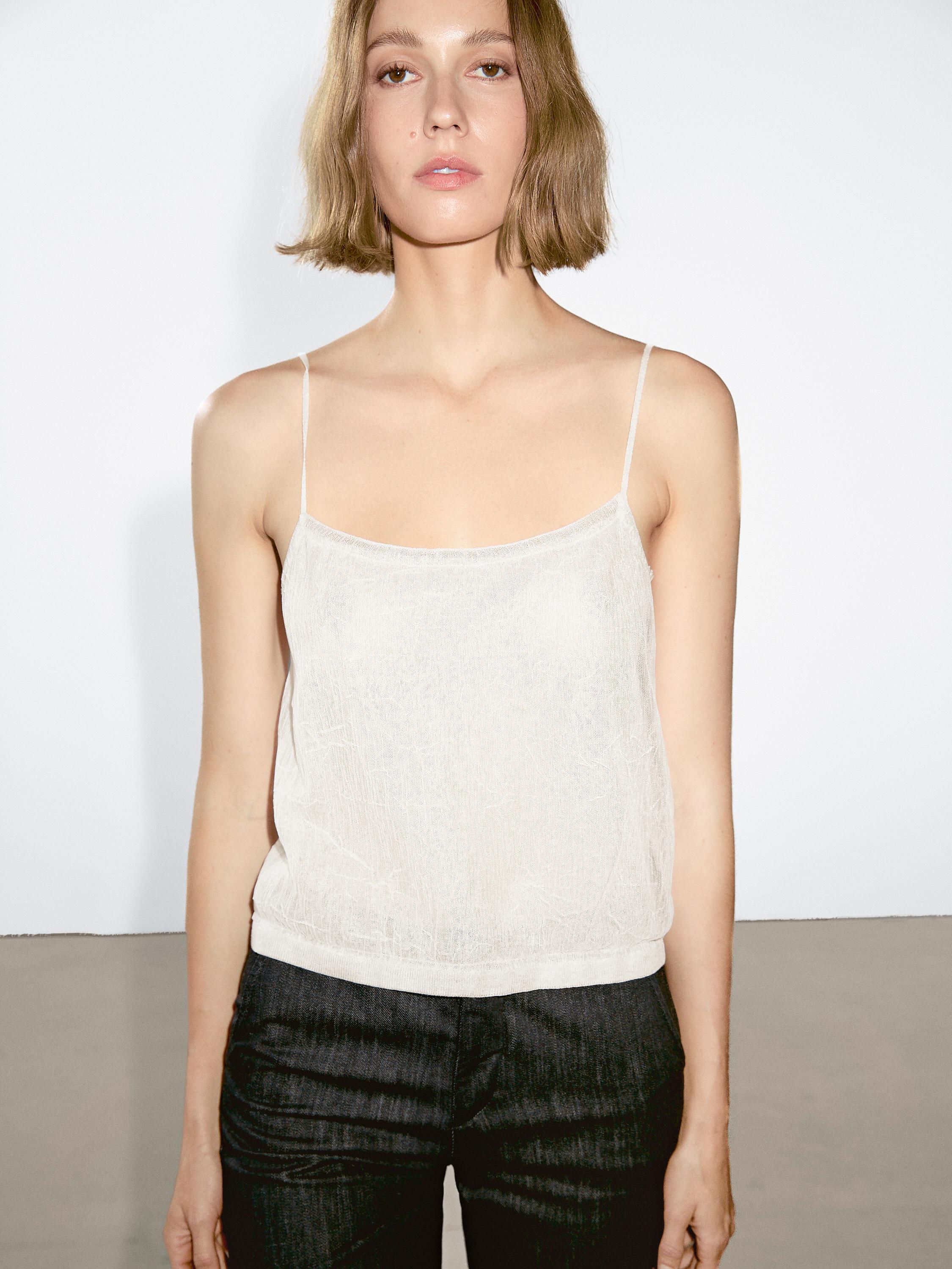 Flowing strappy top with embroidery