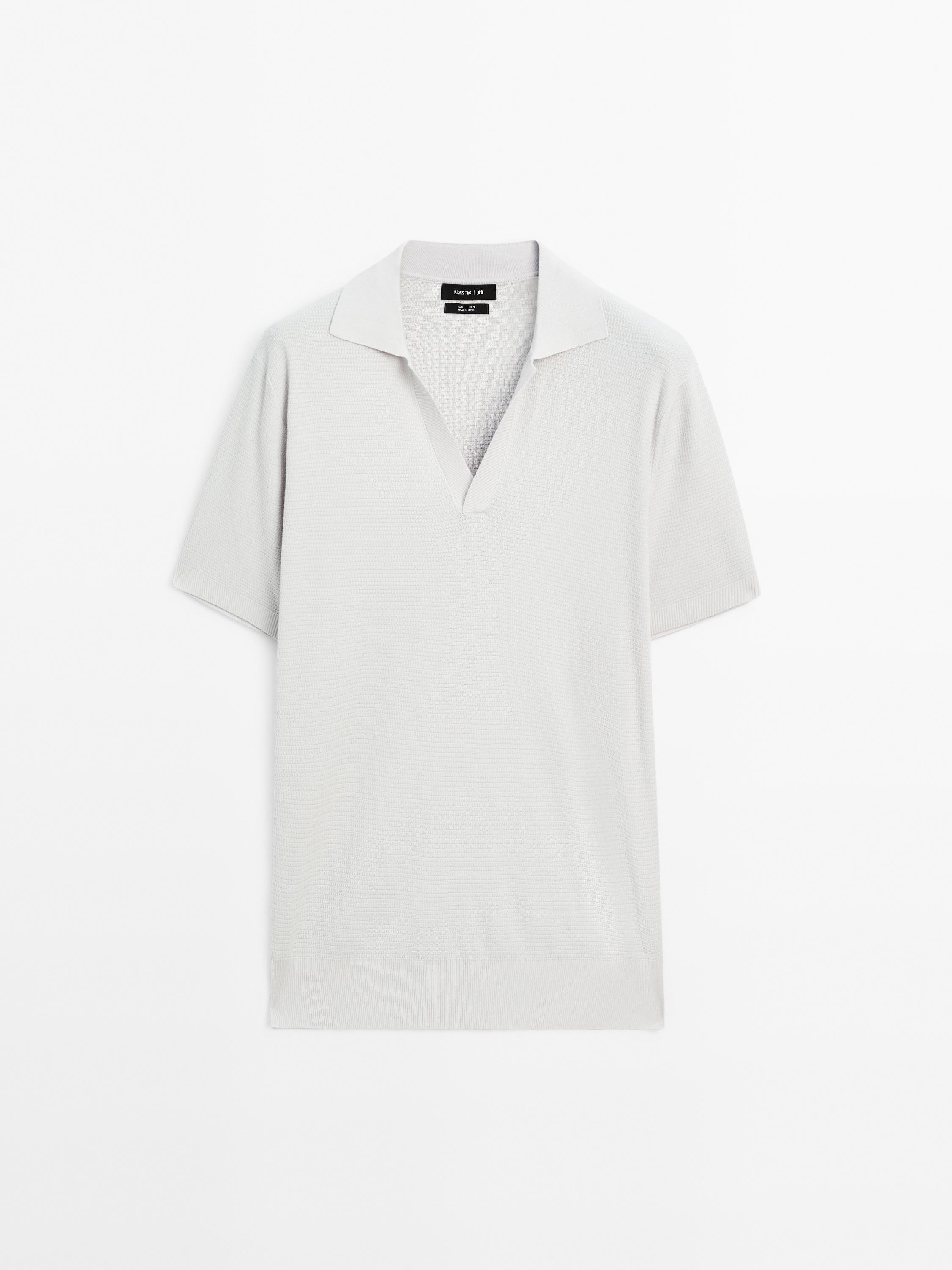 Knit V-neck polo shirt