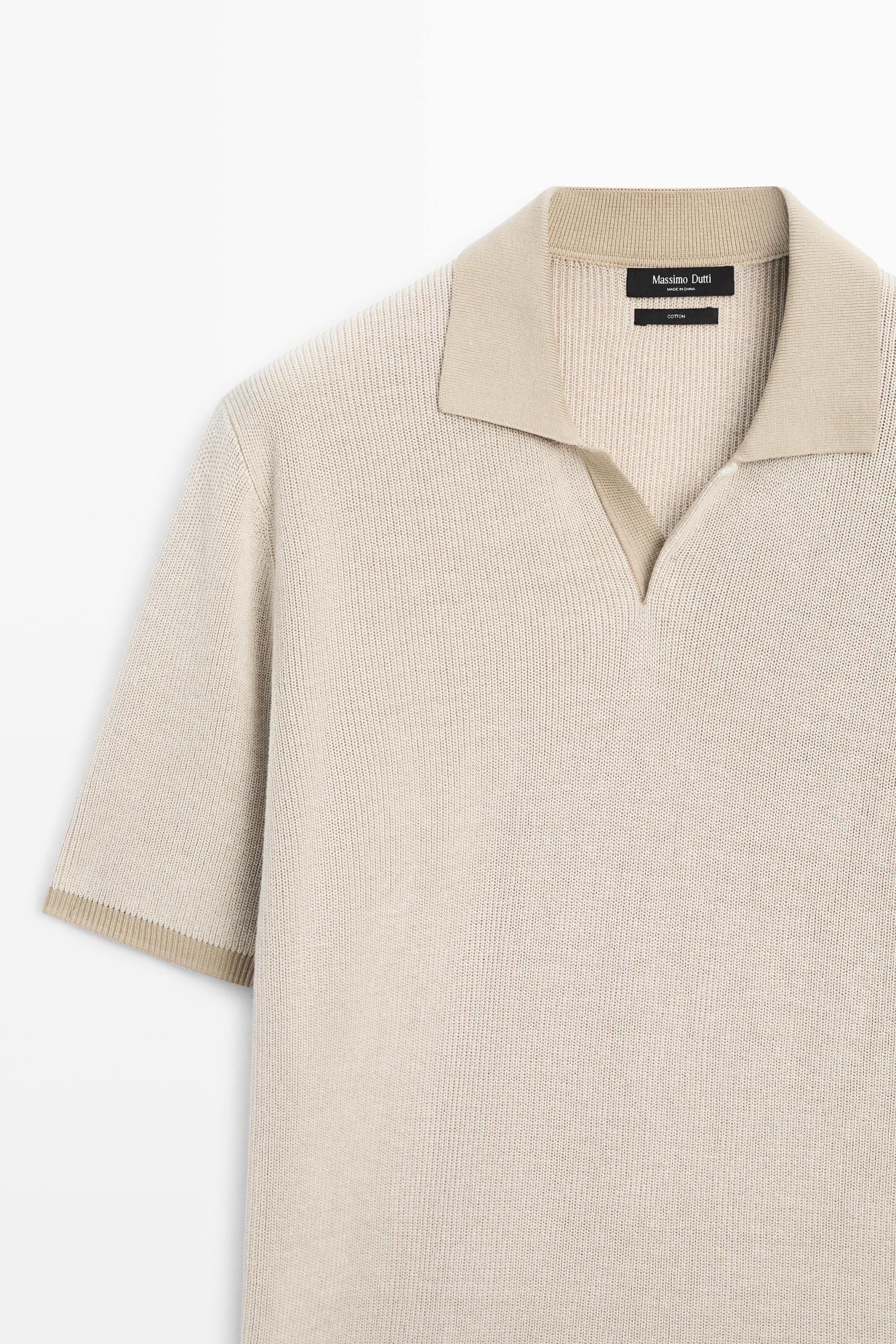 100% Cotton knit polo sweater — CREAM